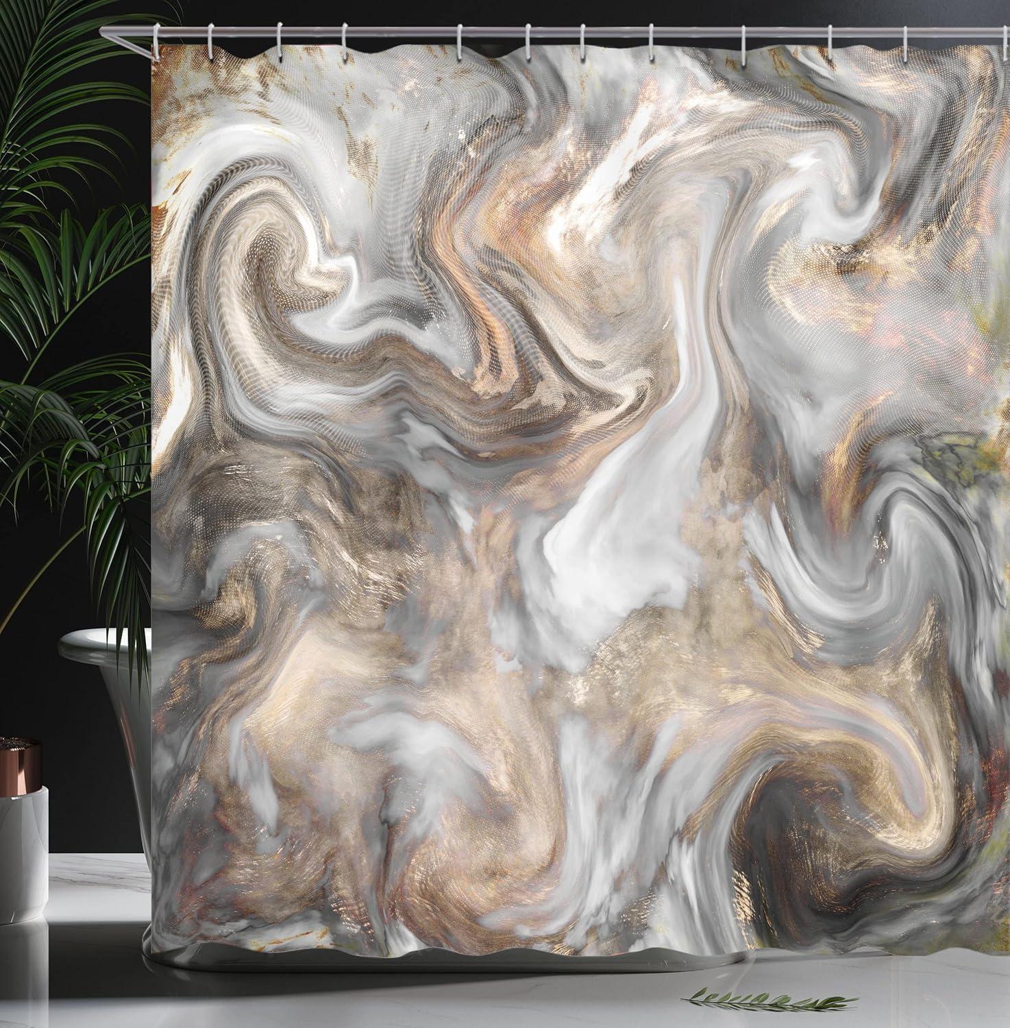 imageAmbesonne Flower Shower Curtain Abstract Ivy Romantic and Landscape Spring Floral Art Nature Theme Cloth Fabric Bathroom Decor Set with Hooks 69 W x 70 L Sea Blue Sky Blue Off WhiteSand Brown and Pale Grey