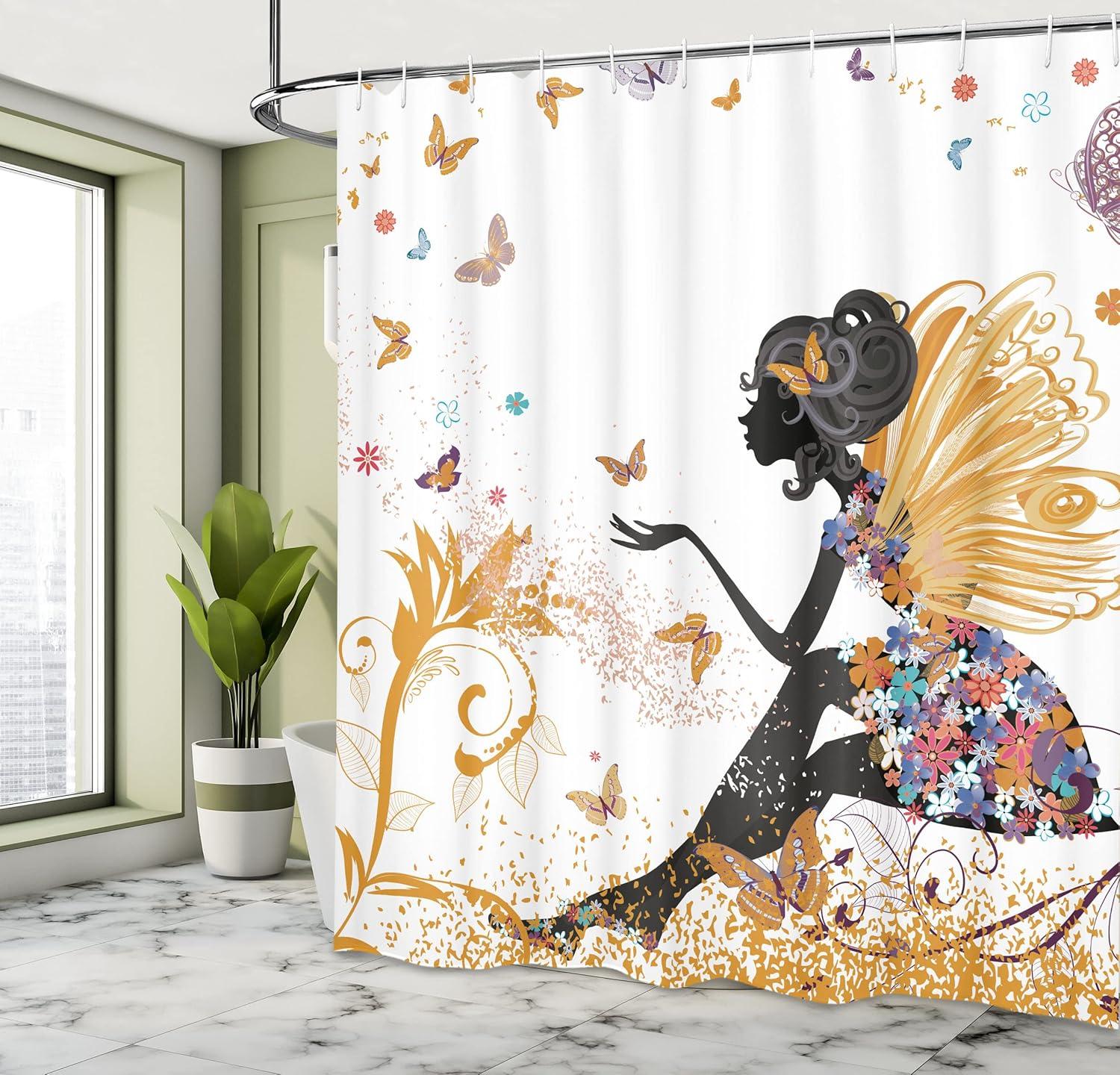 imageAmbesonne Hello Shower Curtain Romantic and Message in a Pastel Colored Speech Balloon Hand Drawn Dots Cloth Fabric Bathroom Decor Set with Hooks 69 W x 70 L AzureEarth Yellow