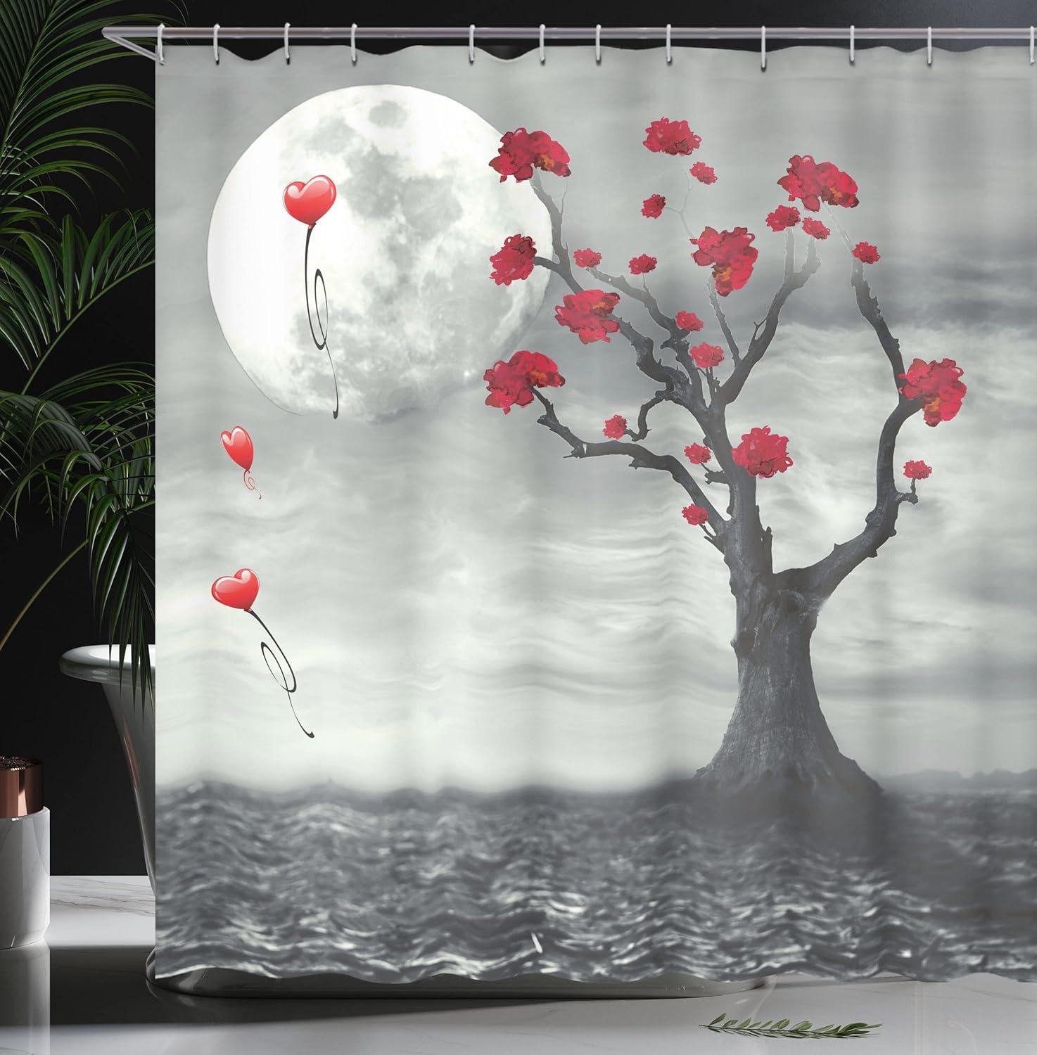 imageAmbesonne Hello Shower Curtain Romantic and Message in a Pastel Colored Speech Balloon Hand Drawn Dots Cloth Fabric Bathroom Decor Set with Hooks 69 W x 70 L AzureGrey Vermilion and White