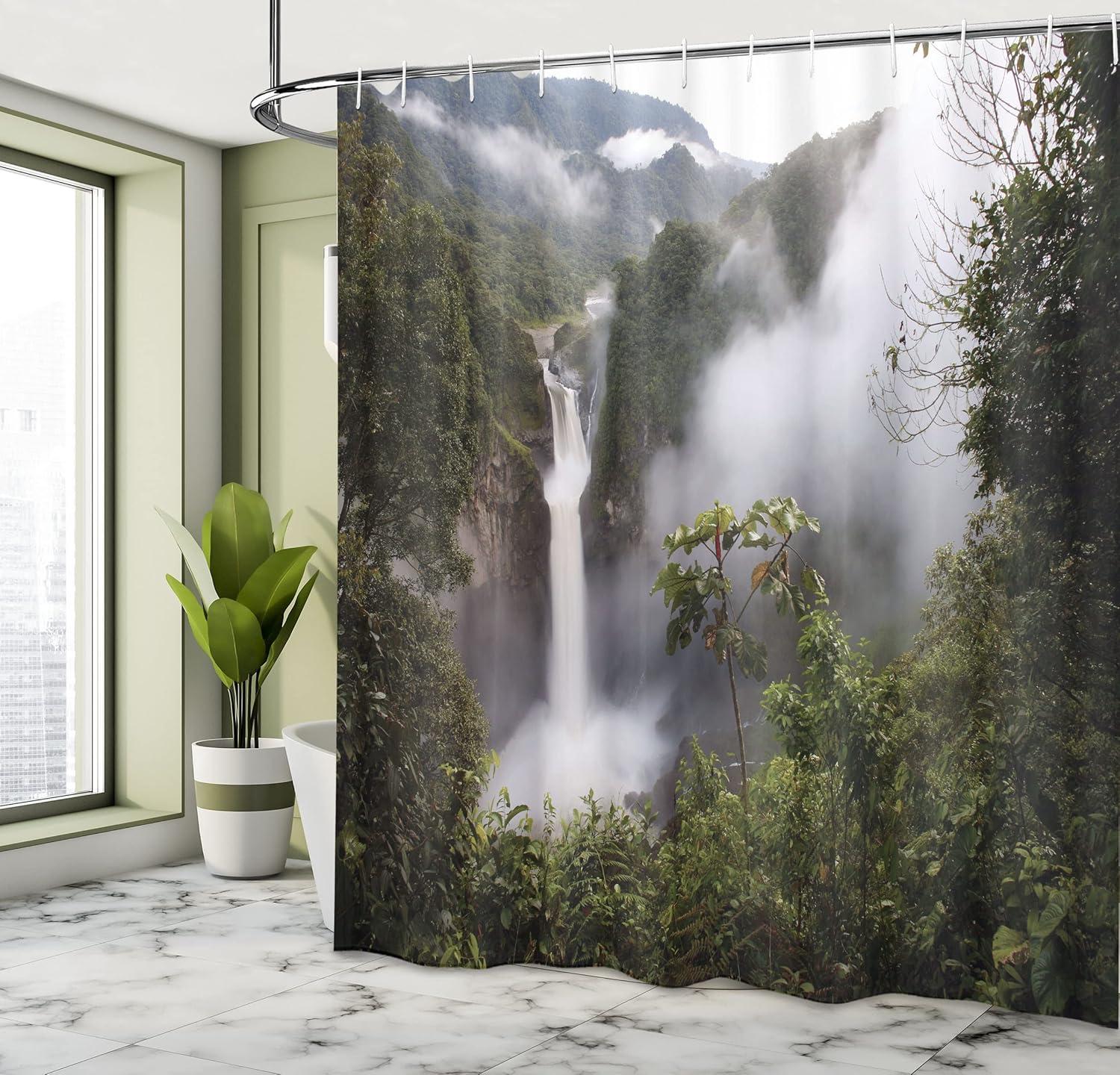 imageAmbesonne Hello Shower Curtain Romantic and Message in a Pastel Colored Speech Balloon Hand Drawn Dots Cloth Fabric Bathroom Decor Set with Hooks 69 W x 70 L AzureGreen Grey