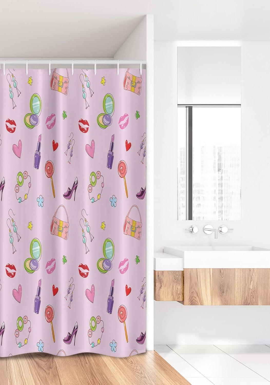 imageAmbesonne Hello Shower Curtain Romantic and Message in a Pastel Colored Speech Balloon Hand Drawn Dots Cloth Fabric Bathroom Decor Set with Hooks 69 W x 70 L AzureSoft Pink Fern Green Purple