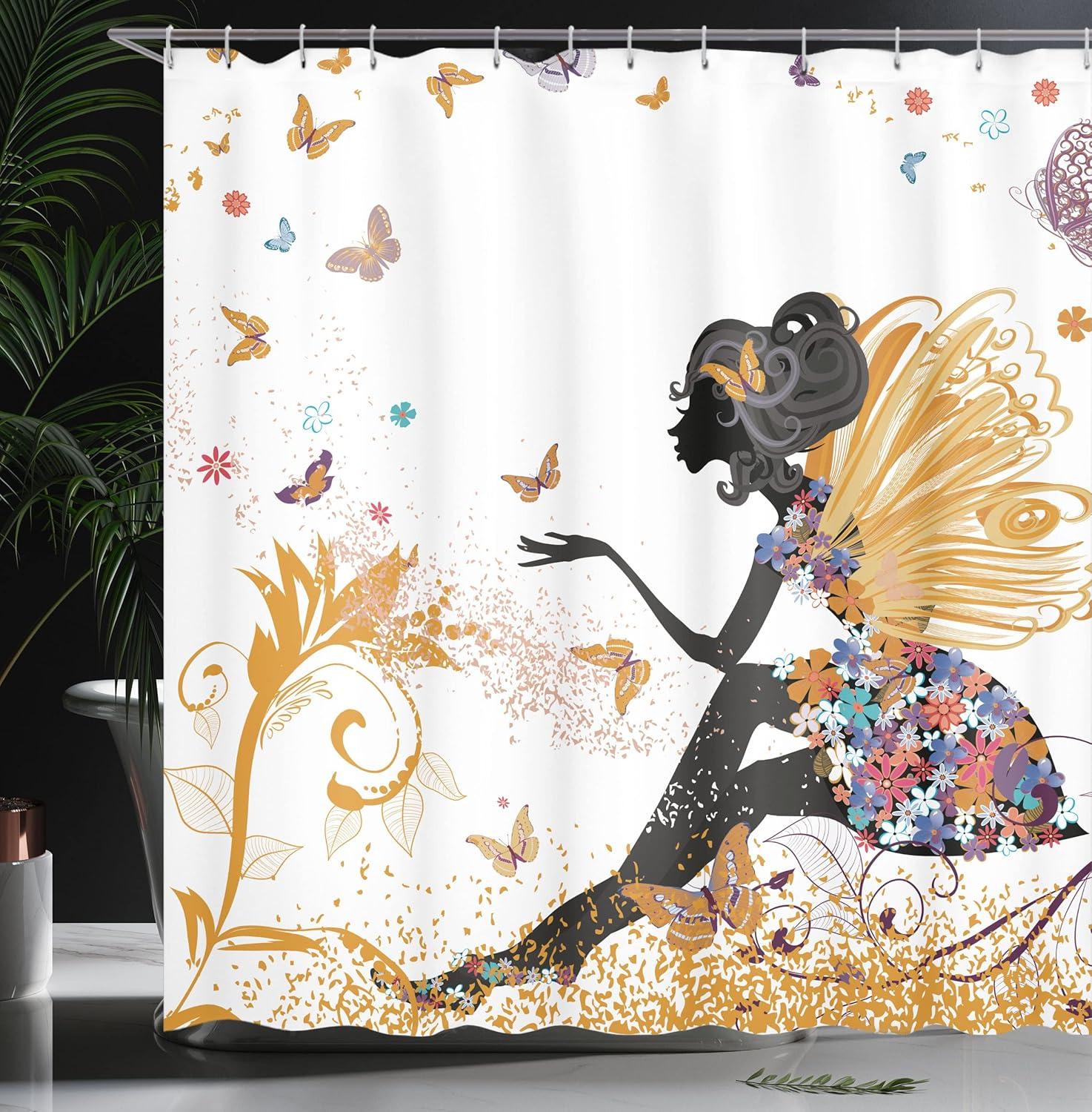 imageAmbesonne Hello Shower Curtain Romantic and Message in a Pastel Colored Speech Balloon Hand Drawn Dots Cloth Fabric Bathroom Decor Set with Hooks 69 W x 70 L AzureEarth Yellow