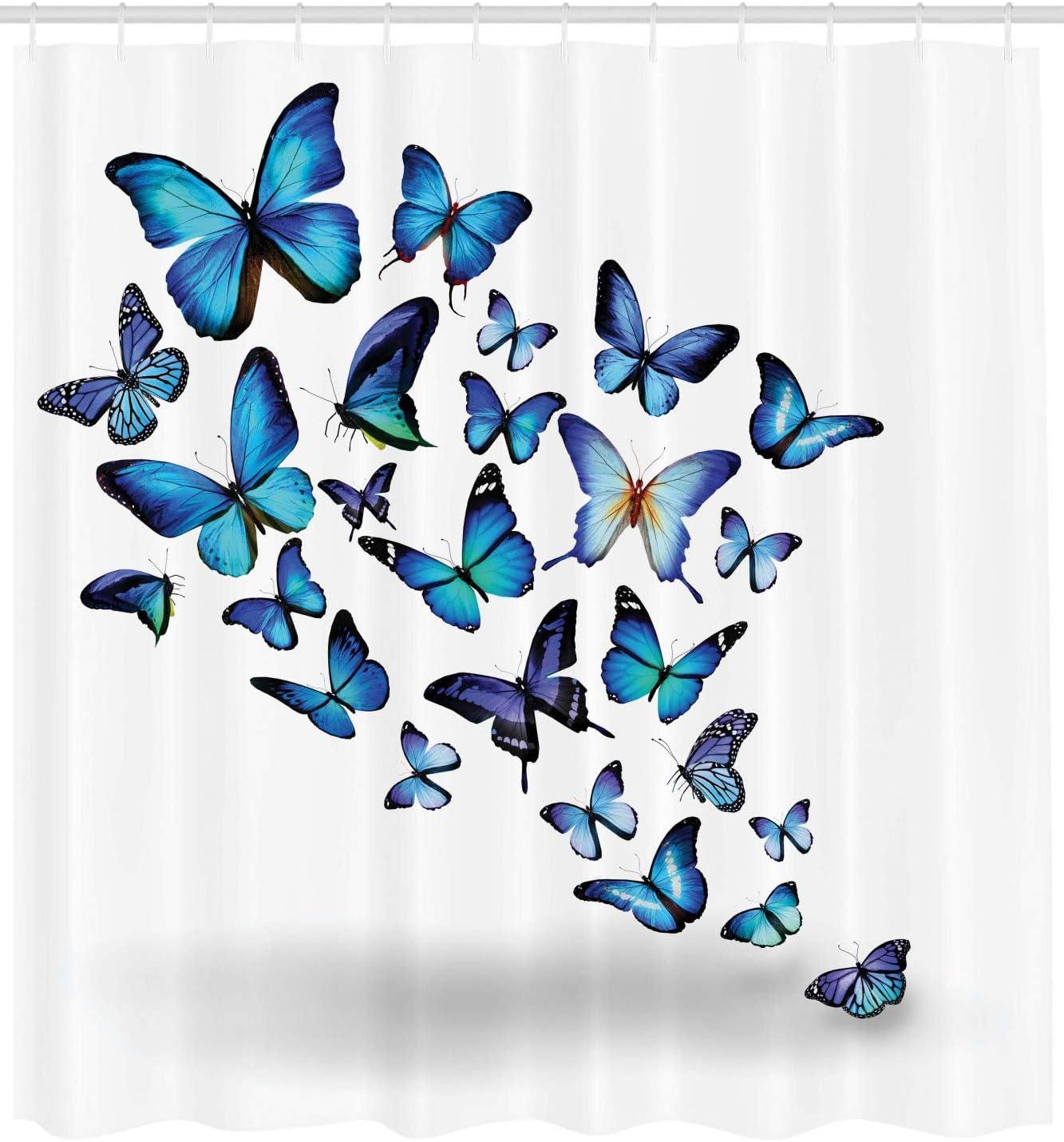imageAmbesonne Hello Shower Curtain Romantic and Message in a Pastel Colored Speech Balloon Hand Drawn Dots Cloth Fabric Bathroom Decor Set with Hooks 69 W x 70 L AzureBlue Sky Blue Black