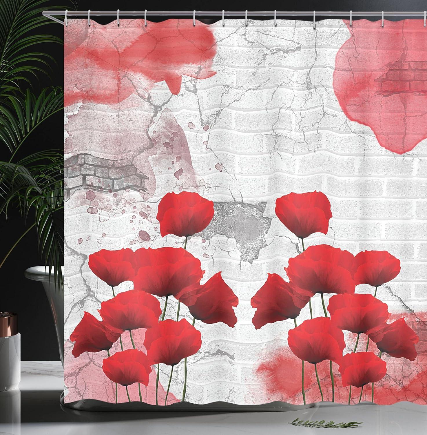 imageAmbesonne Hello Shower Curtain Romantic and Message in a Pastel Colored Speech Balloon Hand Drawn Dots Cloth Fabric Bathroom Decor Set with Hooks 69 W x 70 L AzureGray Red