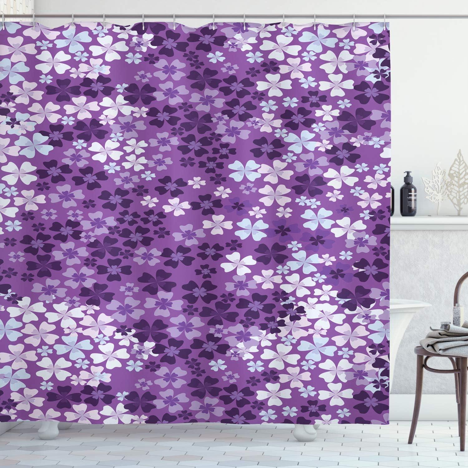 imageAmbesonne Hello Shower Curtain Romantic and Message in a Pastel Colored Speech Balloon Hand Drawn Dots Cloth Fabric Bathroom Decor Set with Hooks 69 W x 70 L AzurePurple White
