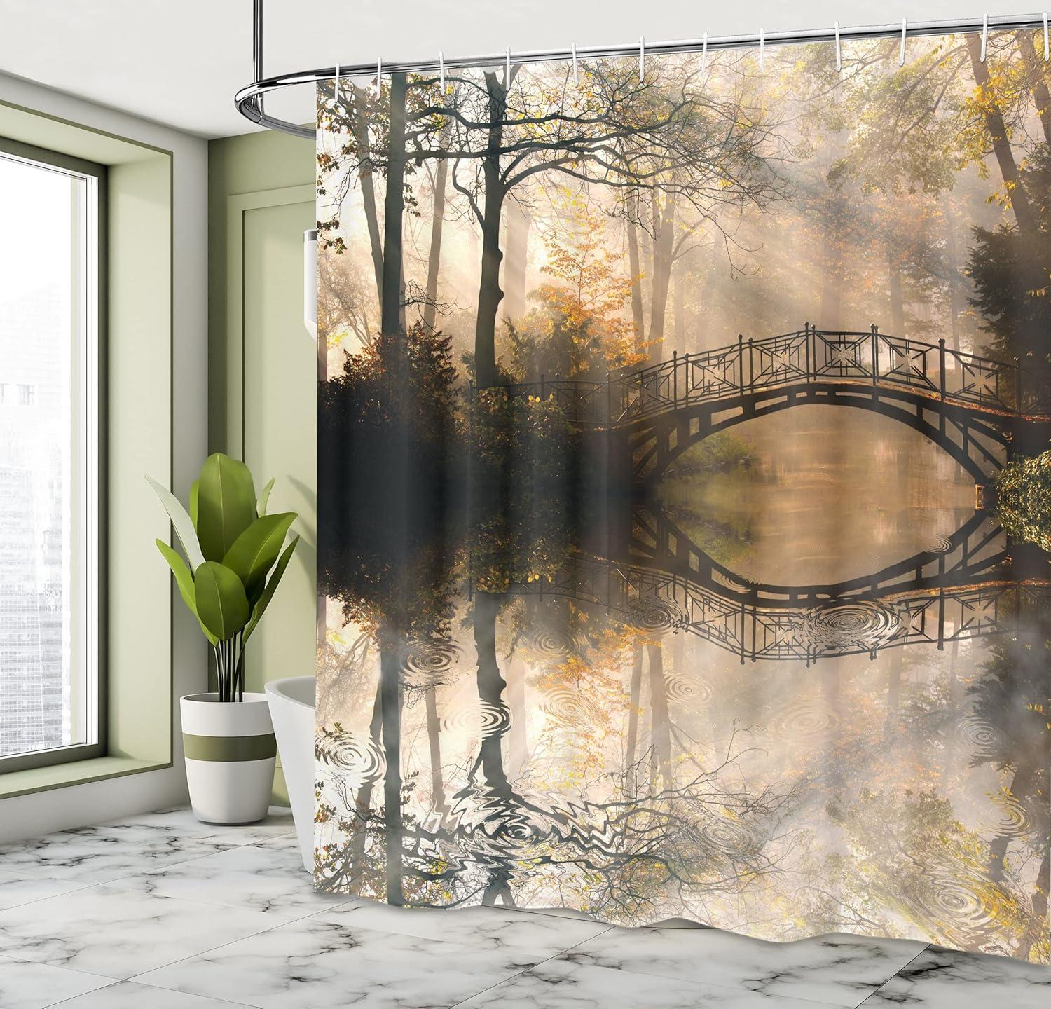 imageAmbesonne Hello Shower Curtain Romantic and Message in a Pastel Colored Speech Balloon Hand Drawn Dots Cloth Fabric Bathroom Decor Set with Hooks 69 W x 70 L AzureHunter Green Off White