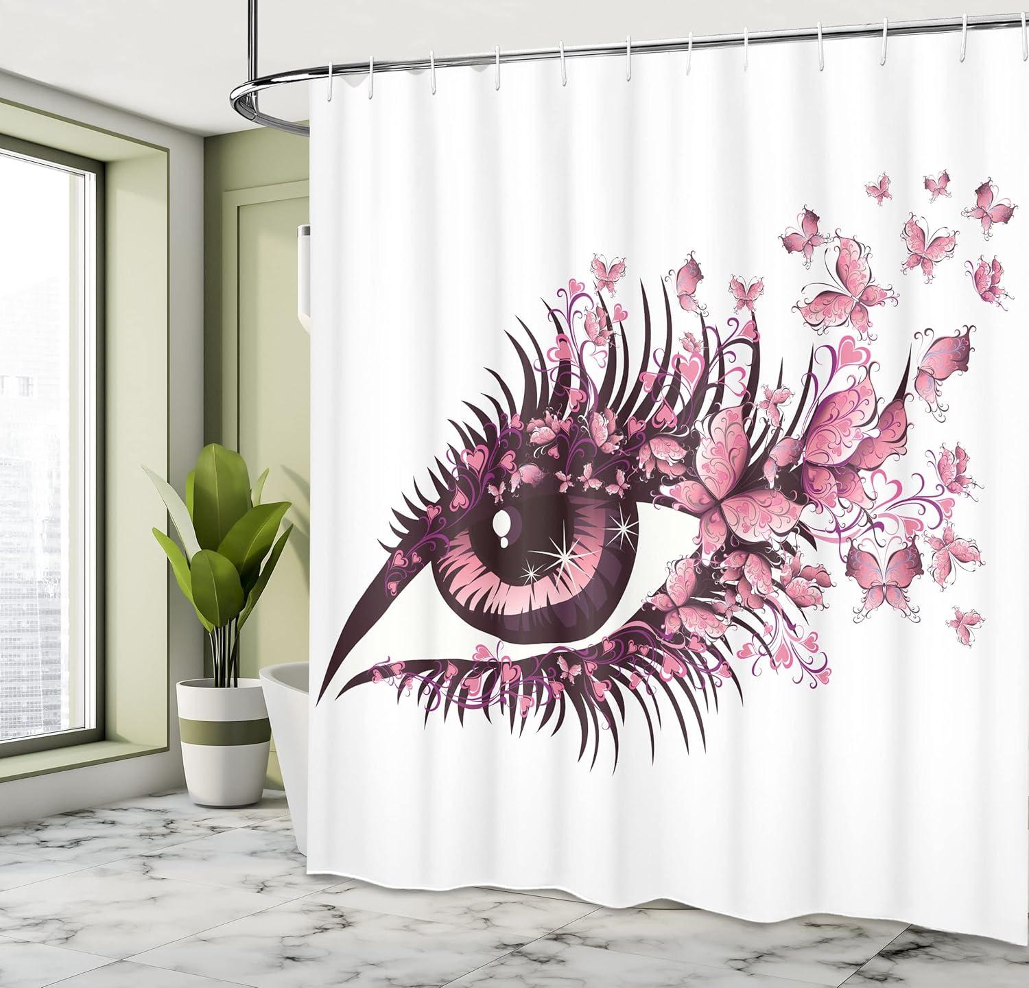imageAmbesonne Hello Shower Curtain Romantic and Message in a Pastel Colored Speech Balloon Hand Drawn Dots Cloth Fabric Bathroom Decor Set with Hooks 69 W x 70 L AzurePale Pink Purple