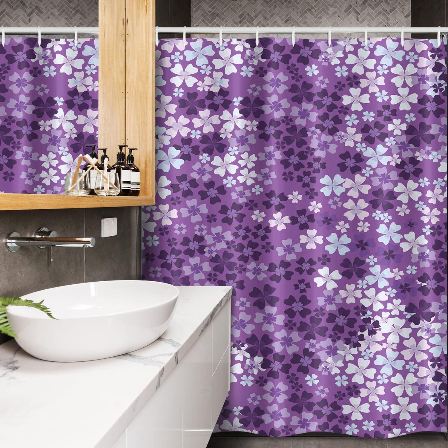 imageAmbesonne Hello Shower Curtain Romantic and Message in a Pastel Colored Speech Balloon Hand Drawn Dots Cloth Fabric Bathroom Decor Set with Hooks 69 W x 70 L AzurePurple White