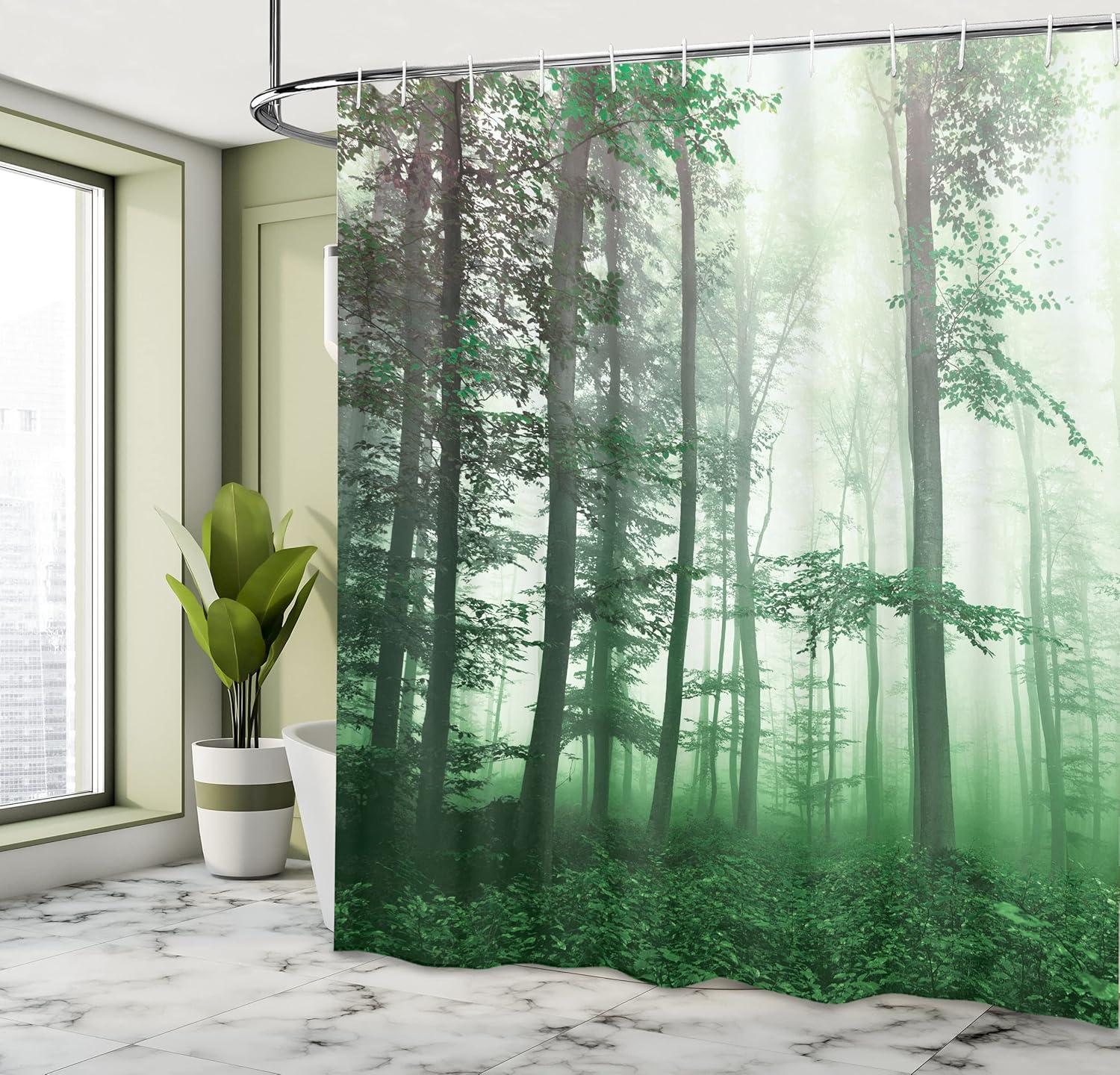 imageAmbesonne Hello Shower Curtain Romantic and Message in a Pastel Colored Speech Balloon Hand Drawn Dots Cloth Fabric Bathroom Decor Set with Hooks 69 W x 70 L AzureFern Green