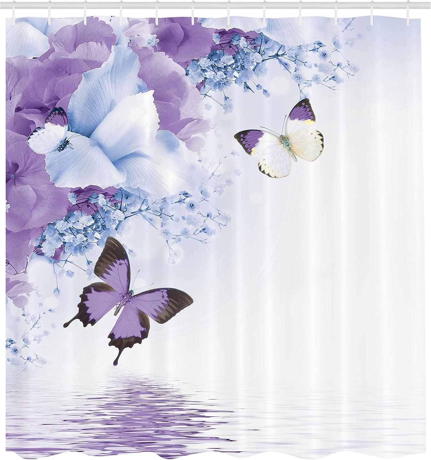 imageAmbesonne Hello Shower Curtain Romantic and Message in a Pastel Colored Speech Balloon Hand Drawn Dots Cloth Fabric Bathroom Decor Set with Hooks 69 W x 70 L AzurePale Lilac