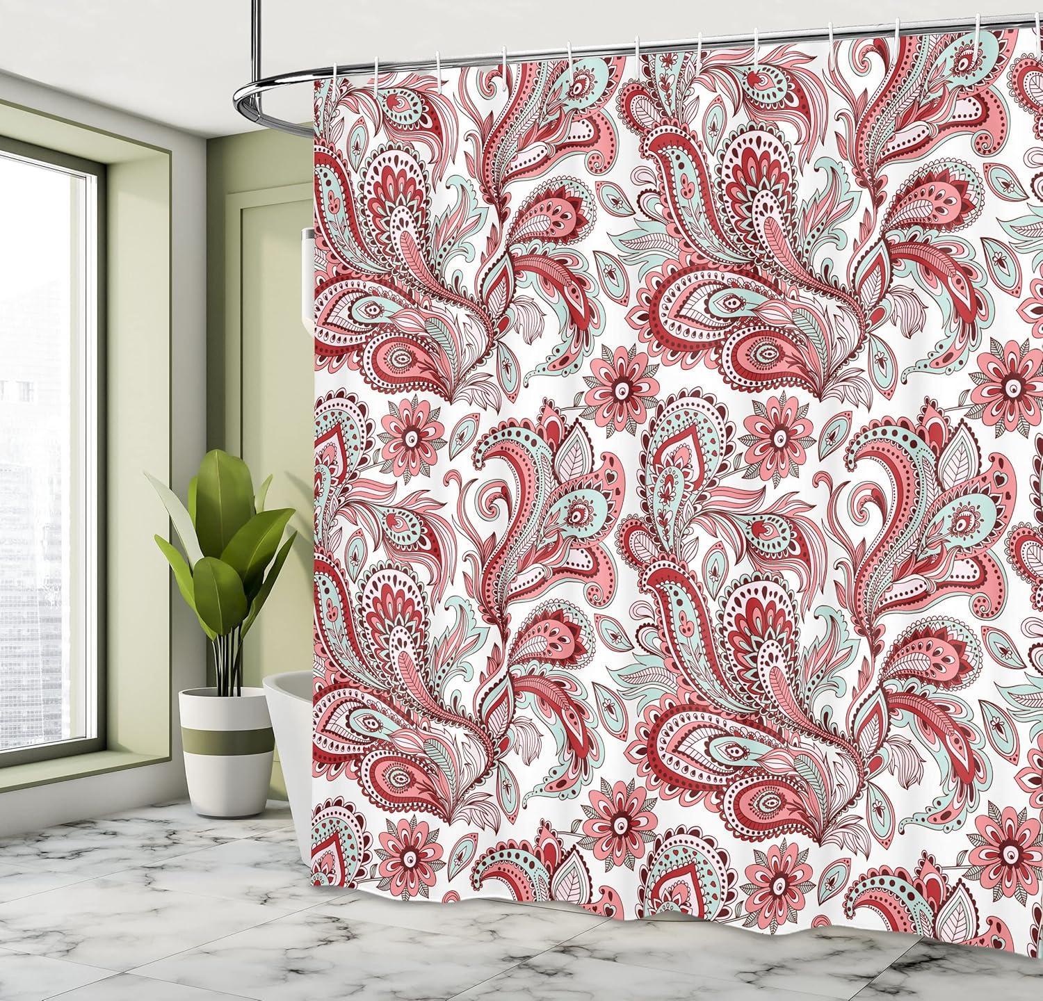imageAmbesonne Hello Shower Curtain Romantic and Message in a Pastel Colored Speech Balloon Hand Drawn Dots Cloth Fabric Bathroom Decor Set with Hooks 69 W x 70 L AzurePale Pink Soft Blue