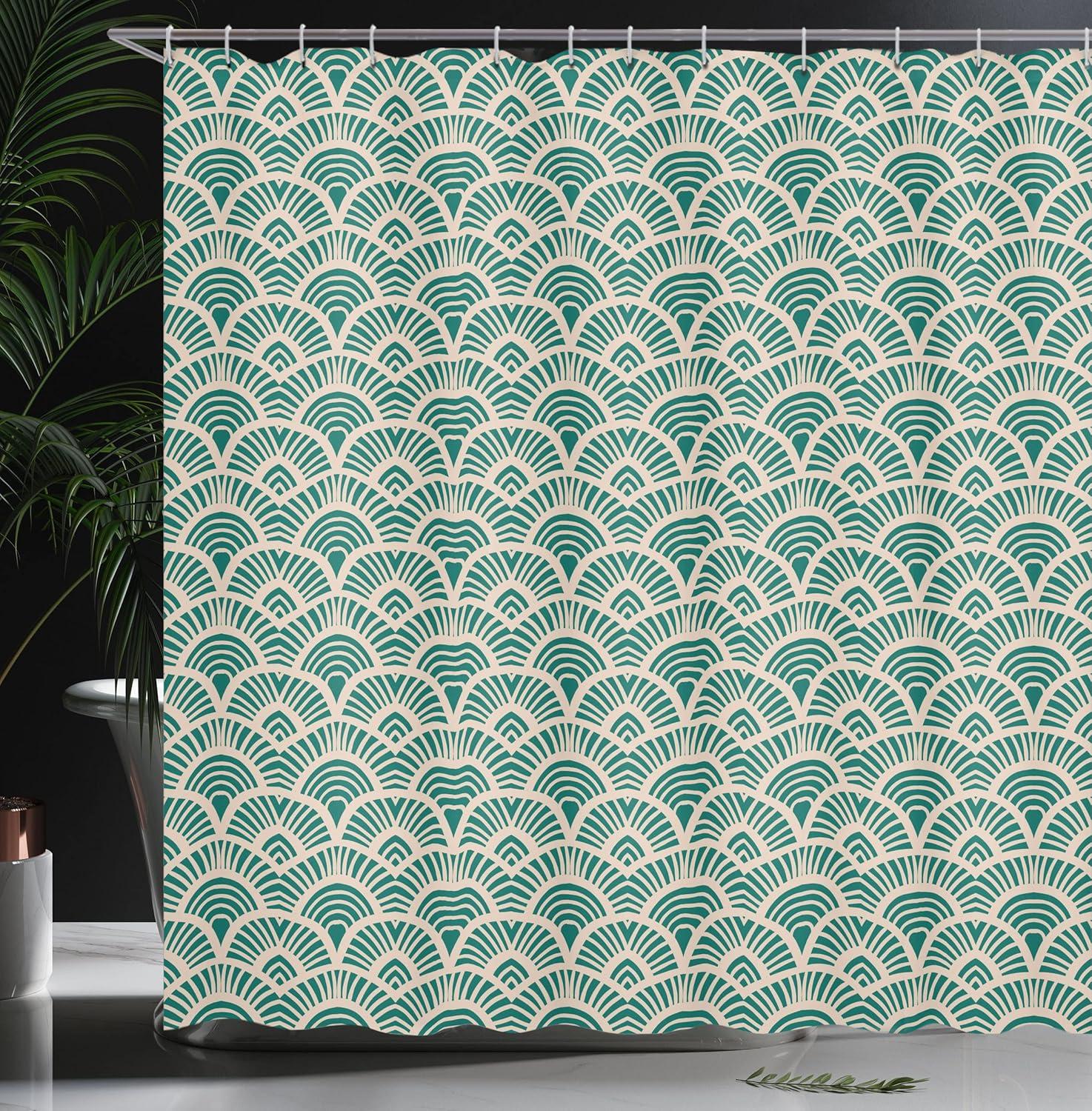 imageAmbesonne Hello Shower Curtain Romantic and Message in a Pastel Colored Speech Balloon Hand Drawn Dots Cloth Fabric Bathroom Decor Set with Hooks 69 W x 70 L AzureSea Green