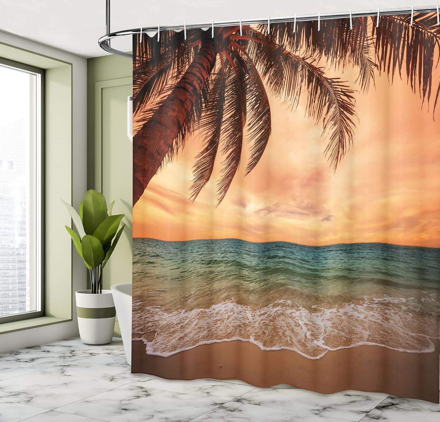 imageAmbesonne Hello Shower Curtain Romantic and Message in a Pastel Colored Speech Balloon Hand Drawn Dots Cloth Fabric Bathroom Decor Set with Hooks 69 W x 70 L AzureBurnt Sienna Brown