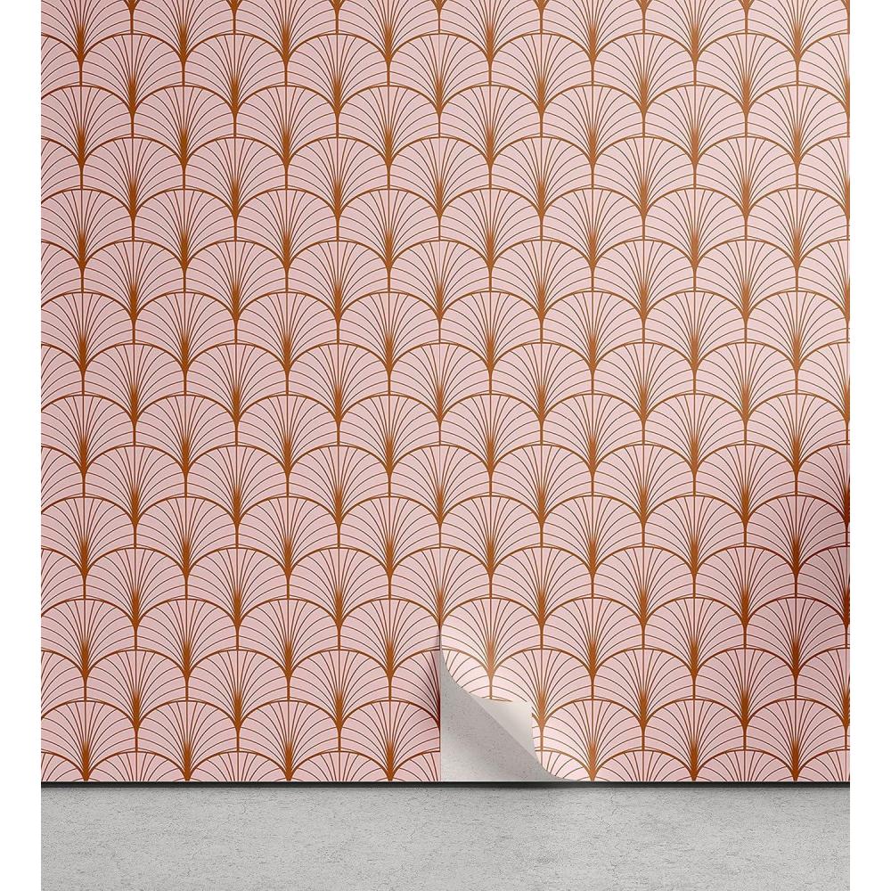 imageAmbesonne Blush Pink Peel amp Stick Wallpaper for Home Art Deco Style Geometric Vintage Repetitive Feathers Scale Motif Pattern SelfAdhesive Living Room Kitchen Accent 13 x 36 Ginger Blush