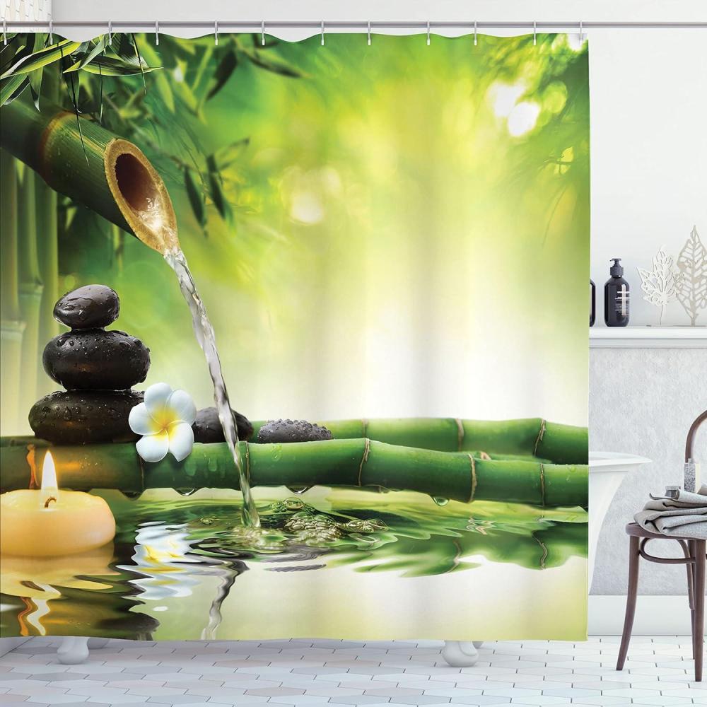 imageAmbesonne Flower Shower Curtain Abstract Ivy Romantic and Landscape Spring Floral Art Nature Theme Cloth Fabric Bathroom Decor Set with Hooks 69 W x 70 L Sea Blue Sky Blue Off WhiteGreen Yellow
