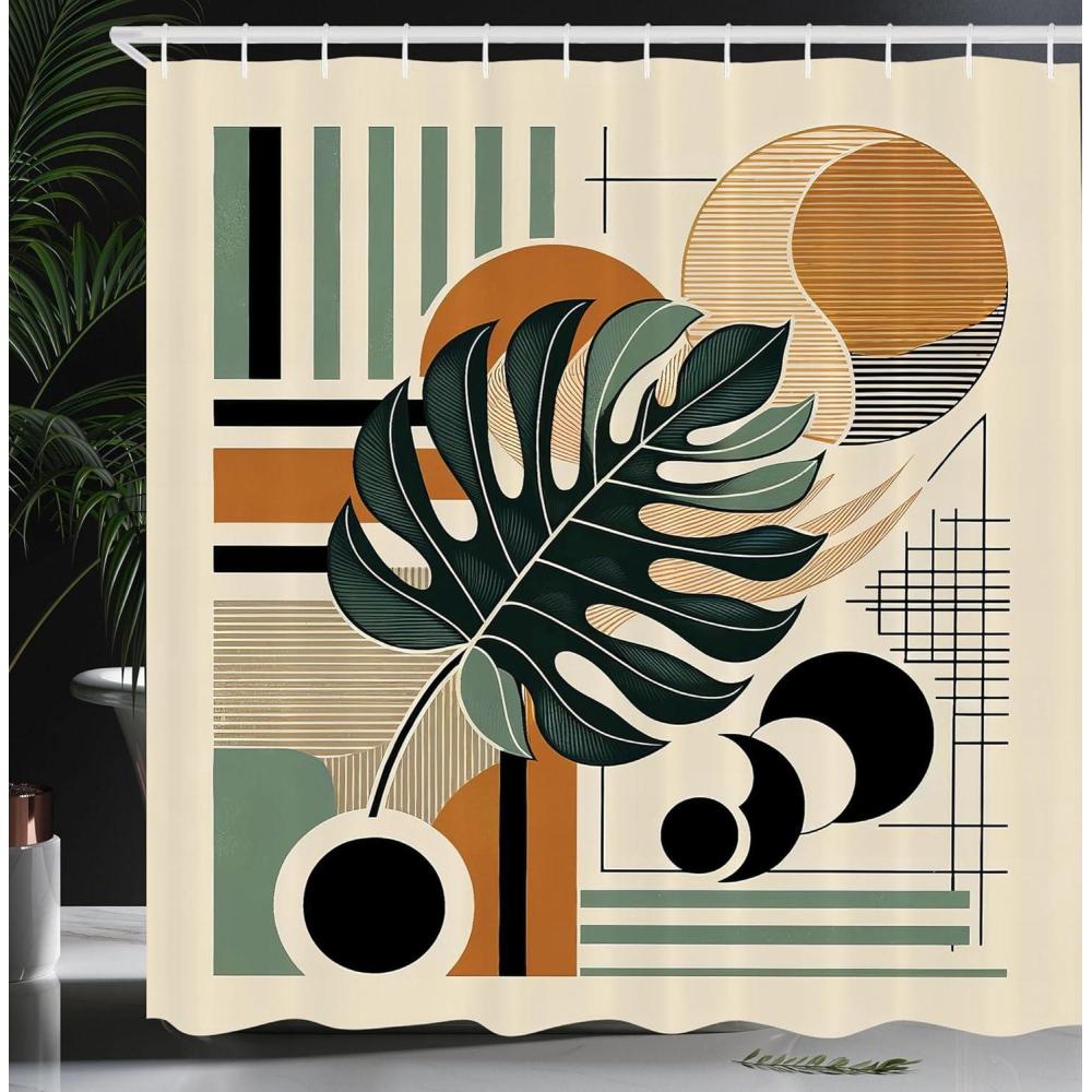 imageAmbesonne Flower Shower Curtain Abstract Ivy Romantic and Landscape Spring Floral Art Nature Theme Cloth Fabric Bathroom Decor Set with Hooks 69 W x 70 L Sea Blue Sky Blue Off WhiteEvergreen Sepia Dusk
