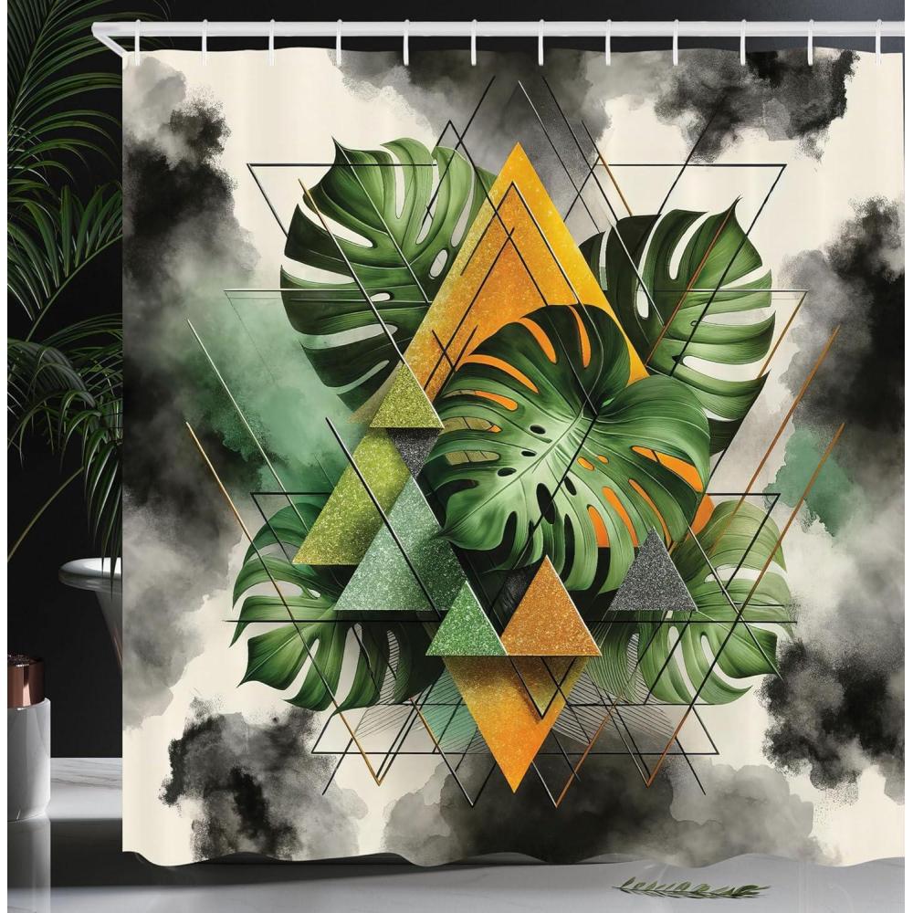 imageAmbesonne Flower Shower Curtain Abstract Ivy Romantic and Landscape Spring Floral Art Nature Theme Cloth Fabric Bathroom Decor Set with Hooks 69 W x 70 L Sea Blue Sky Blue Off WhiteCamel Grey and Fern Green
