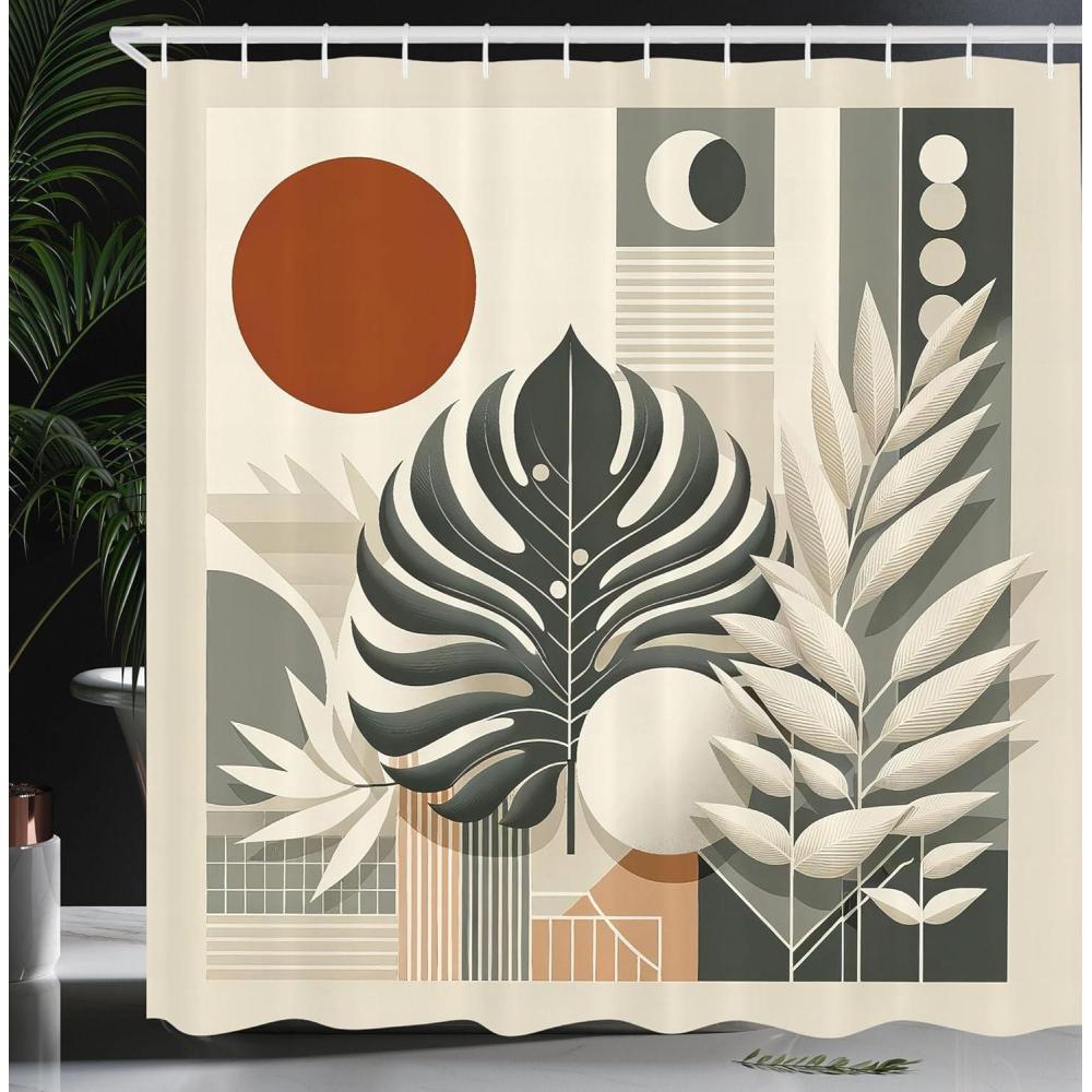 imageAmbesonne Flower Shower Curtain Abstract Ivy Romantic and Landscape Spring Floral Art Nature Theme Cloth Fabric Bathroom Decor Set with Hooks 69 W x 70 L Sea Blue Sky Blue Off WhiteCinnamon Pale Sage Green