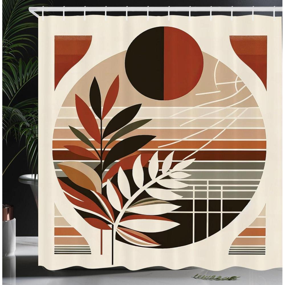 imageAmbesonne Flower Shower Curtain Abstract Ivy Romantic and Landscape Spring Floral Art Nature Theme Cloth Fabric Bathroom Decor Set with Hooks 69 W x 70 L Sea Blue Sky Blue Off WhiteRedbrown Dusk Black