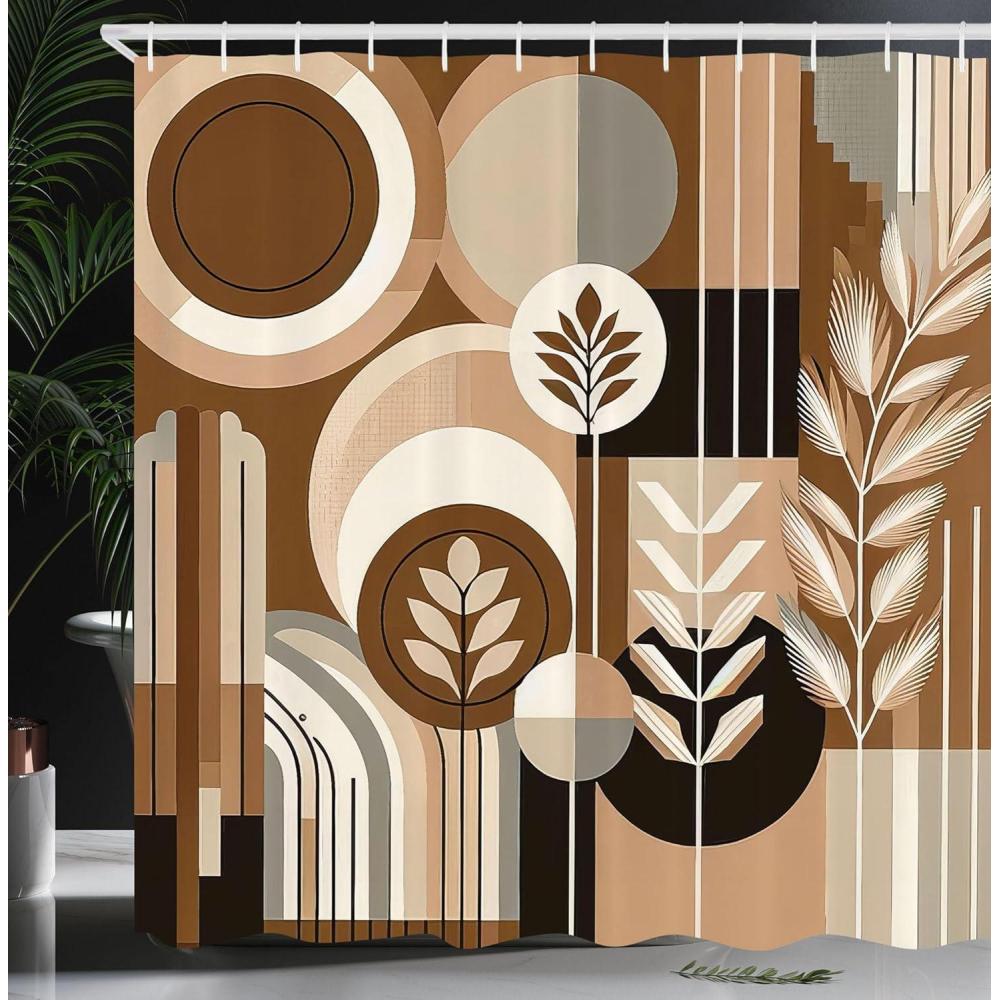 imageAmbesonne Flower Shower Curtain Abstract Ivy Romantic and Landscape Spring Floral Art Nature Theme Cloth Fabric Bathroom Decor Set with Hooks 69 W x 70 L Sea Blue Sky Blue Off WhiteDark Cocoa Pale Brown