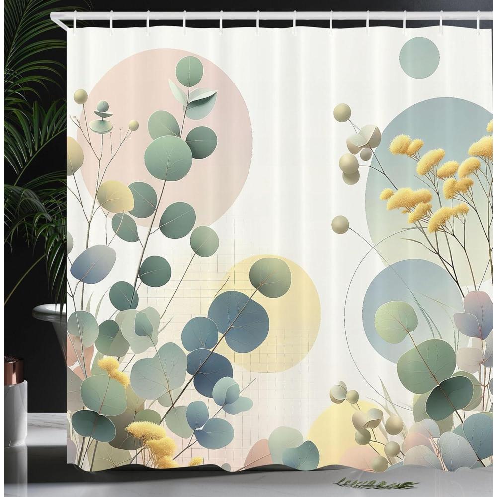 imageAmbesonne Flower Shower Curtain Abstract Ivy Romantic and Landscape Spring Floral Art Nature Theme Cloth Fabric Bathroom Decor Set with Hooks 69 W x 70 L Sea Blue Sky Blue Off WhiteLaurel Green Blue Cream
