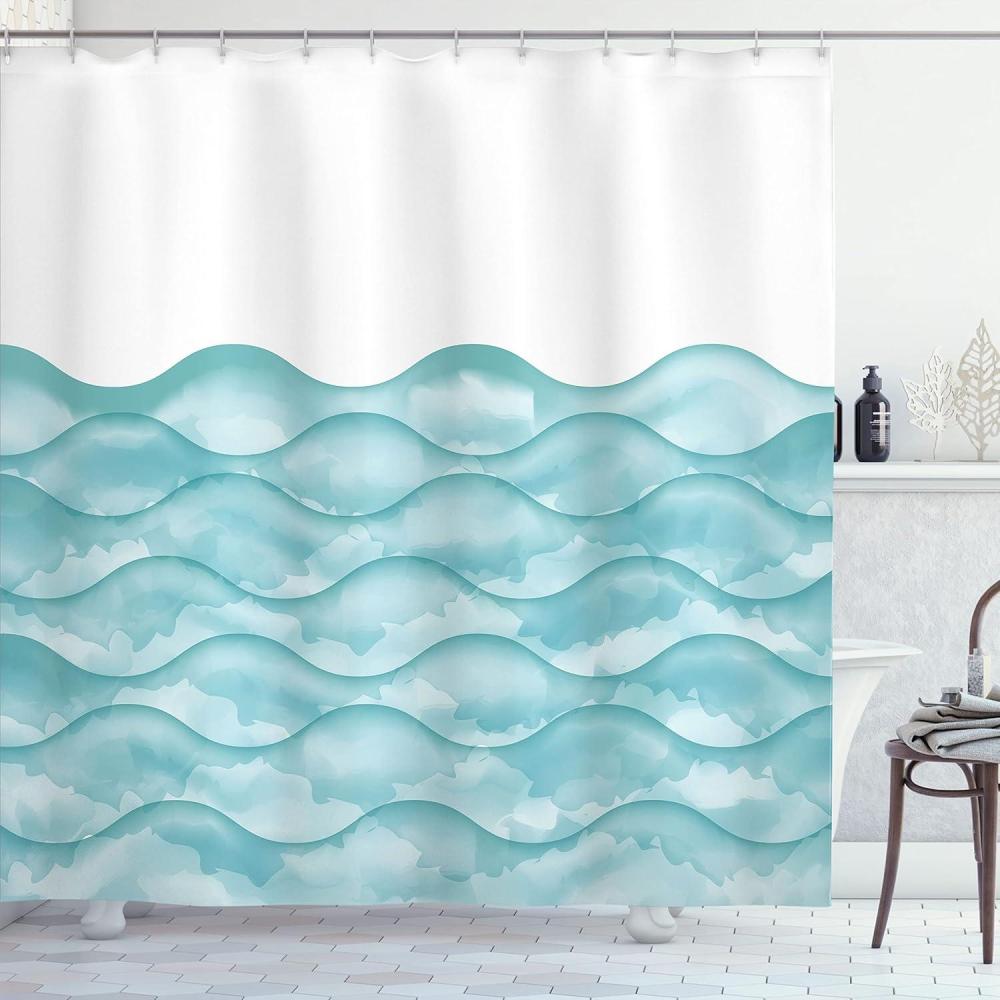 imageAmbesonne Hello Shower Curtain Romantic and Message in a Pastel Colored Speech Balloon Hand Drawn Dots Cloth Fabric Bathroom Decor Set with Hooks 69 W x 70 L AzureAqua Ivory