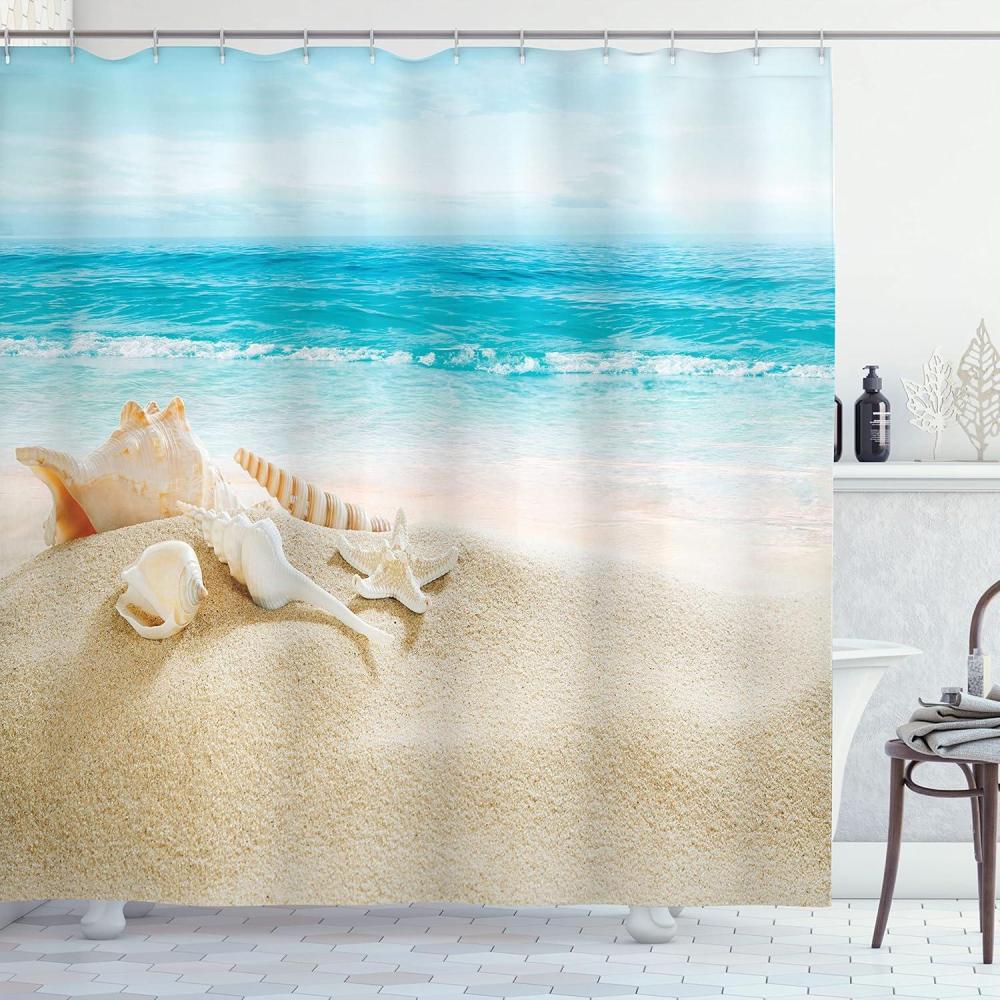 imageAmbesonne Hello Shower Curtain Romantic and Message in a Pastel Colored Speech Balloon Hand Drawn Dots Cloth Fabric Bathroom Decor Set with Hooks 69 W x 70 L AzureBlue Sand White