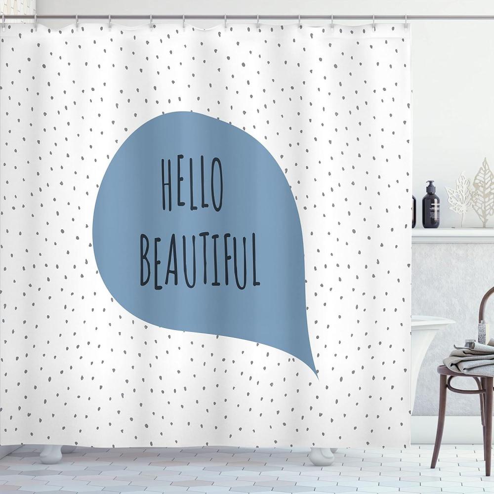 imageAmbesonne Hello Shower Curtain Romantic and Message in a Pastel Colored Speech Balloon Hand Drawn Dots Cloth Fabric Bathroom Decor Set with Hooks 69 W x 70 L AzureAzure