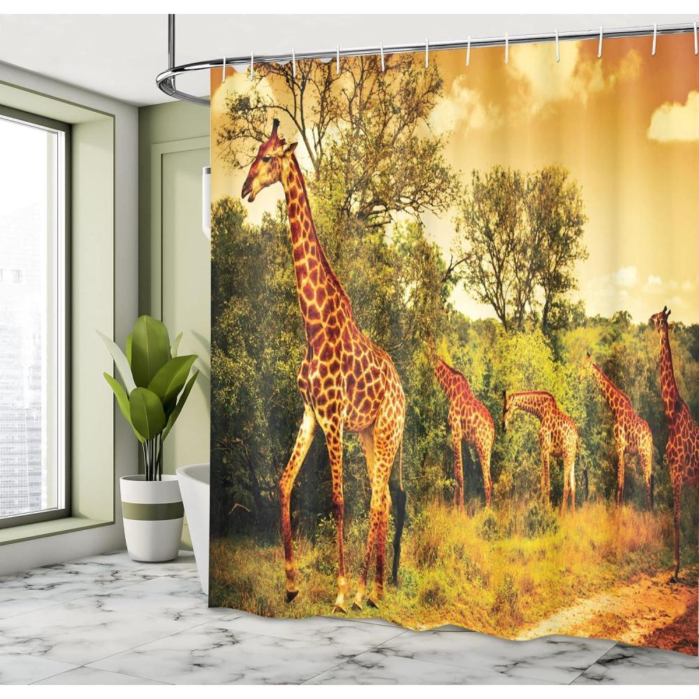 imageAmbesonne Hello Shower Curtain Romantic and Message in a Pastel Colored Speech Balloon Hand Drawn Dots Cloth Fabric Bathroom Decor Set with Hooks 69 W x 70 L AzureDark Orange and Green
