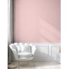 Ambesonne Blush Pink Peel & Stick Wallpaper for Home, Abstract Monochrome Geometric Lace Inspired Grid Ornament with Stars Print, Self-Adhesive Living Room Kitchen Accent, 13″ x 36″, Blush and White