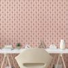 Ambesonne Blush Pink Peel & Stick Wallpaper for Home, Art Deco Style Geometric Vintage Repetitive Feathers Scale Motif Pattern, Self-Adhesive Living Room Kitchen Accent, 13″ x 36″, Ginger Blush