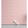 Ambesonne Blush Pink Peel & Stick Wallpaper for Home, Abstract Monochrome Geometric Lace Inspired Grid Ornament with Stars Print, Self-Adhesive Living Room Kitchen Accent, 13″ x 36″, Blush and White