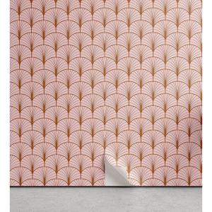 Ambesonne Blush Pink Peel & Stick Wallpaper for Home, Art Deco Style Geometric Vintage Repetitive Feathers Scale Motif Pattern, Self-Adhesive Living Room Kitchen Accent, 13″ x 36″, Ginger Blush