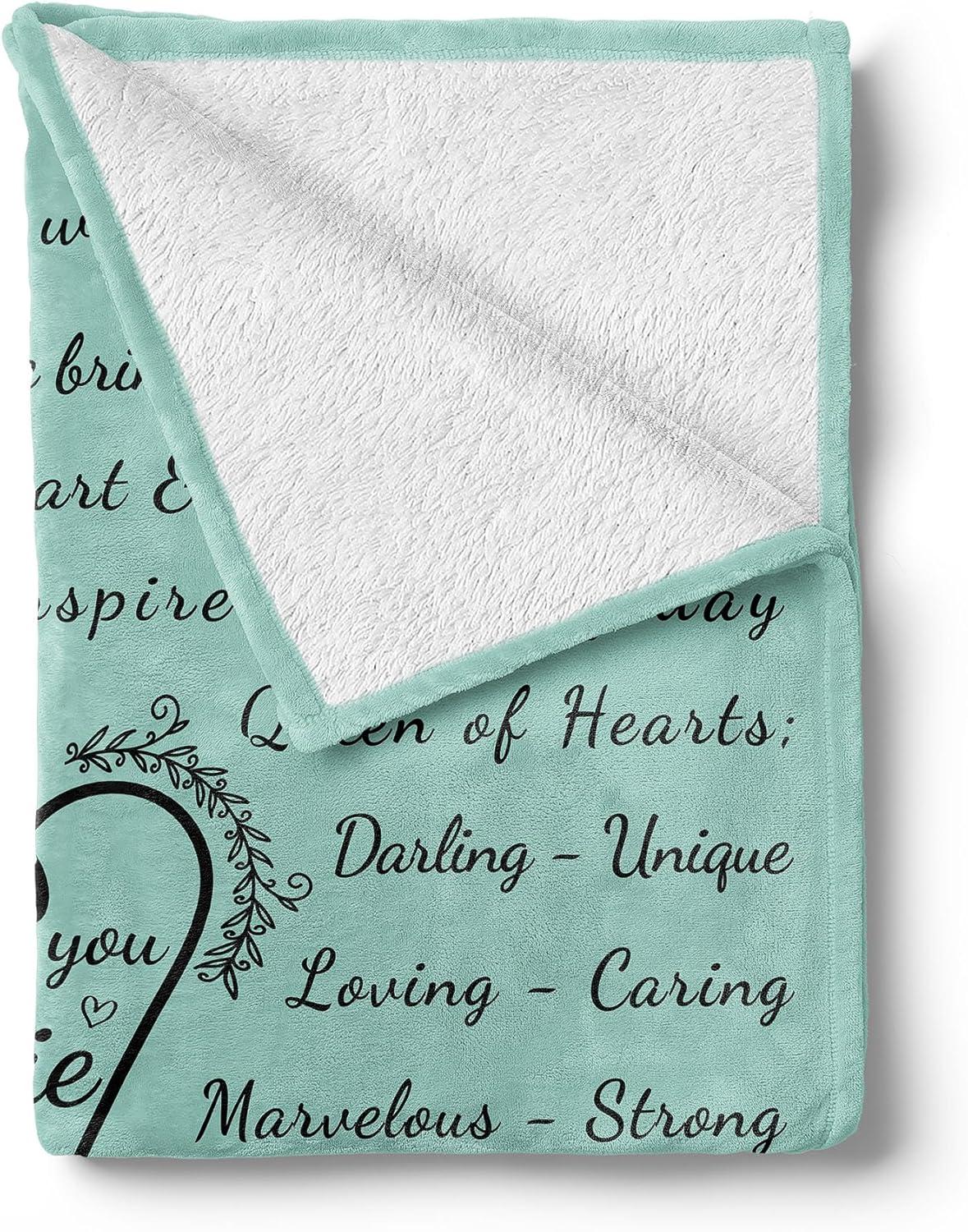 imageAmbesonne Aunt Gift Blanket Custom Best Auntie Present for Birthday amp Christmas from Niece Nephew Flannel Fleece Bed amp Throw Cover Filled with Appreciation Love Words 50 x 70 Jade GreenMint Green