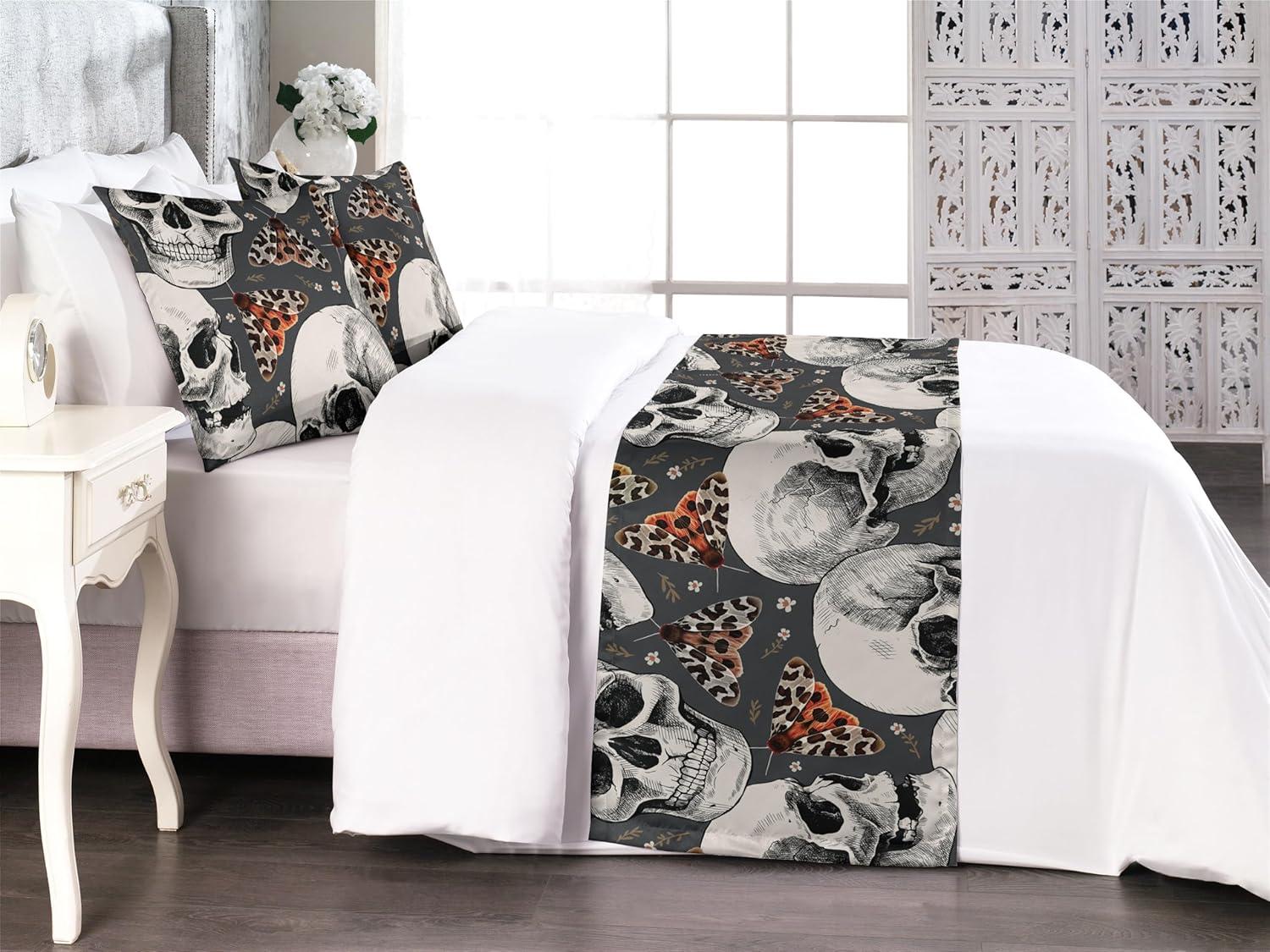 imageAmbesonne Christmas Floral Bed Runner Set Simple Design Botany Pattern Winter Rabbits Snowflakes Circles Decorative Bedding Scarf and a Pillow Sham for Hotels Homes Twin Dark Sea Green WhiteOff White Ginger Grey