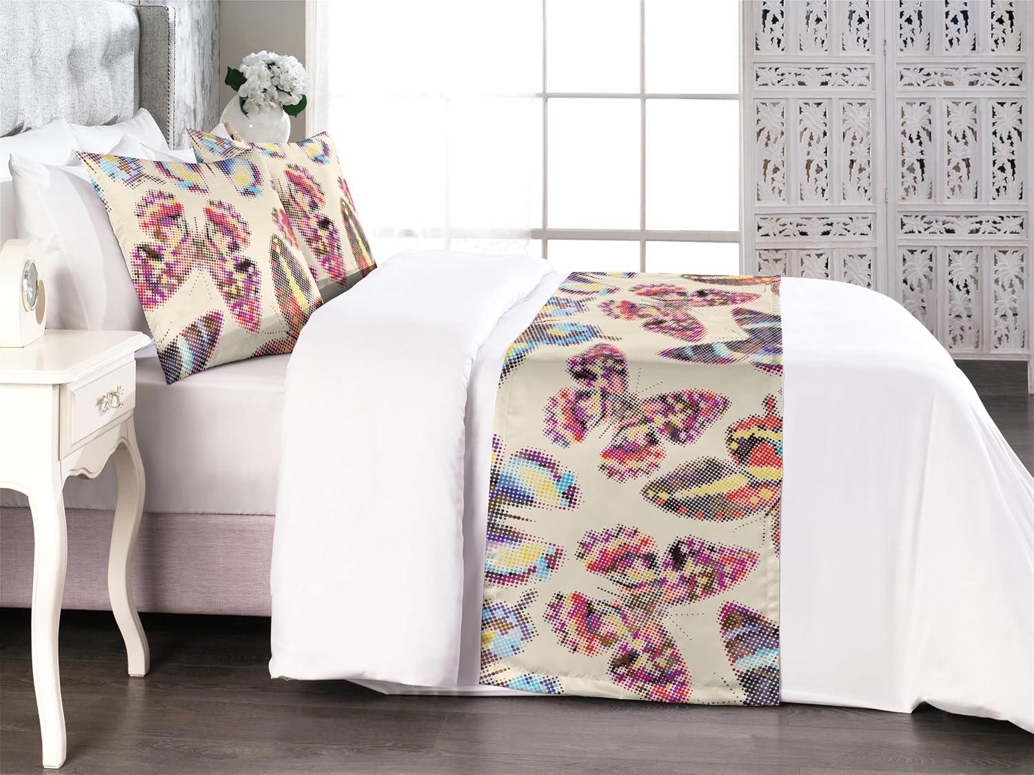 imageAmbesonne Christmas Floral Bed Runner Set Simple Design Botany Pattern Winter Rabbits Snowflakes Circles Decorative Bedding Scarf and a Pillow Sham for Hotels Homes Twin Dark Sea Green WhiteEggshell Multicolor