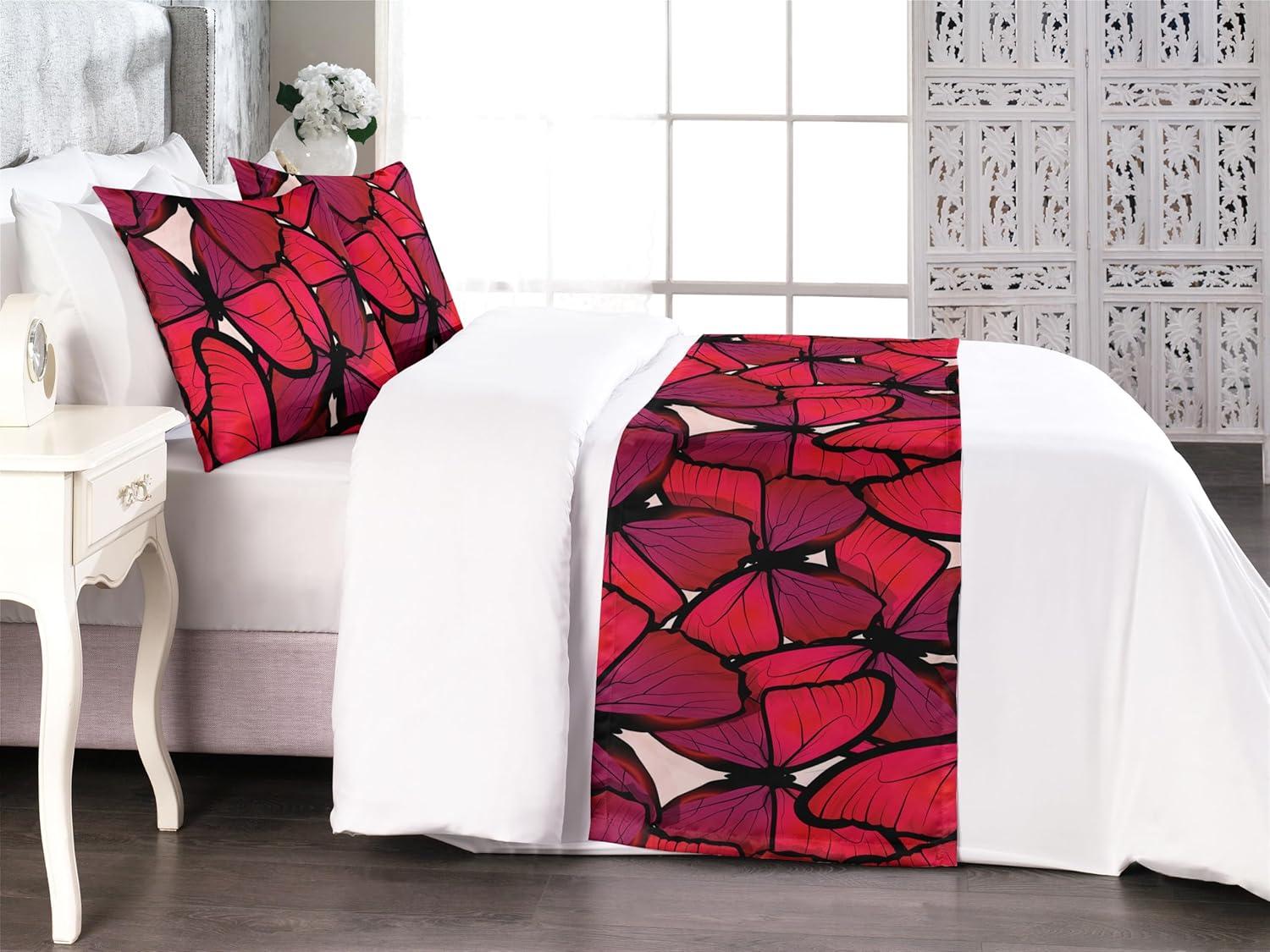 imageAmbesonne Christmas Floral Bed Runner Set Simple Design Botany Pattern Winter Rabbits Snowflakes Circles Decorative Bedding Scarf and a Pillow Sham for Hotels Homes Twin Dark Sea Green WhiteDark Coral Blue Violet