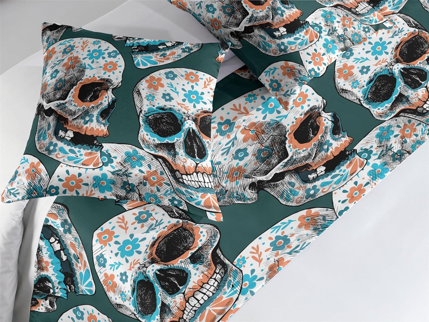 imageAmbesonne Christmas Floral Bed Runner Set Simple Design Botany Pattern Winter Rabbits Snowflakes Circles Decorative Bedding Scarf and a Pillow Sham for Hotels Homes Twin Dark Sea Green WhiteDark Teal Salmon and Sea Blue