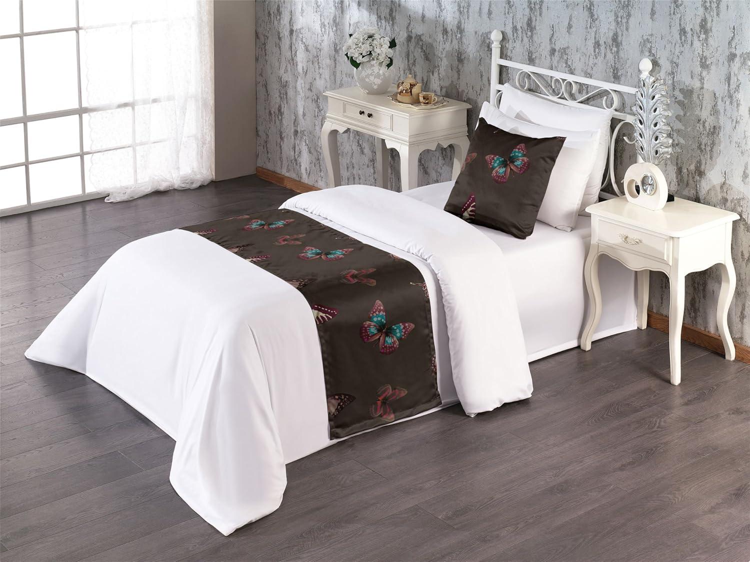 imageAmbesonne Christmas Floral Bed Runner Set Simple Design Botany Pattern Winter Rabbits Snowflakes Circles Decorative Bedding Scarf and a Pillow Sham for Hotels Homes Twin Dark Sea Green WhiteCocoa Blush Coral