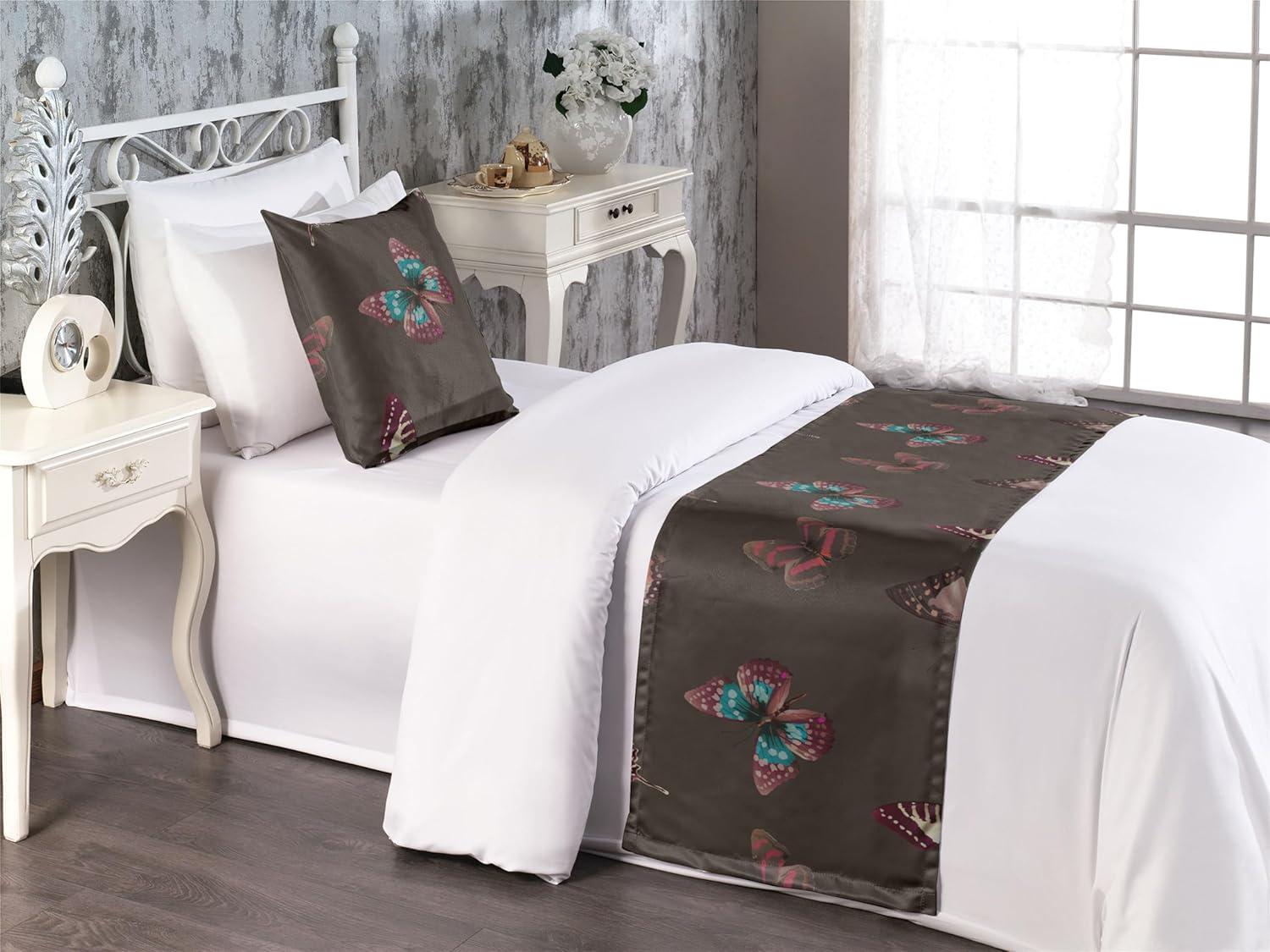 imageAmbesonne Christmas Floral Bed Runner Set Simple Design Botany Pattern Winter Rabbits Snowflakes Circles Decorative Bedding Scarf and a Pillow Sham for Hotels Homes Twin Dark Sea Green WhiteCocoa Blush Coral