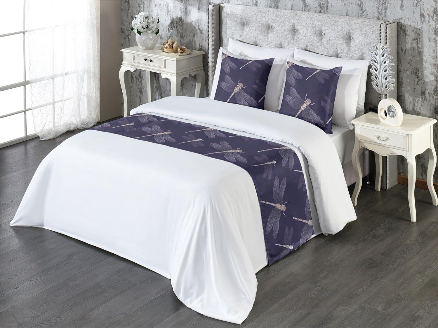 imageAmbesonne Christmas Floral Bed Runner Set Simple Design Botany Pattern Winter Rabbits Snowflakes Circles Decorative Bedding Scarf and a Pillow Sham for Hotels Homes Twin Dark Sea Green WhiteQuartz Grey Pink Ivory