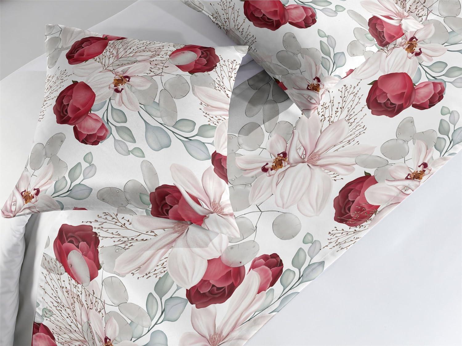 imageAmbesonne Christmas Floral Bed Runner Set Simple Design Botany Pattern Winter Rabbits Snowflakes Circles Decorative Bedding Scarf and a Pillow Sham for Hotels Homes Twin Dark Sea Green WhitePale Ruby White and Dust