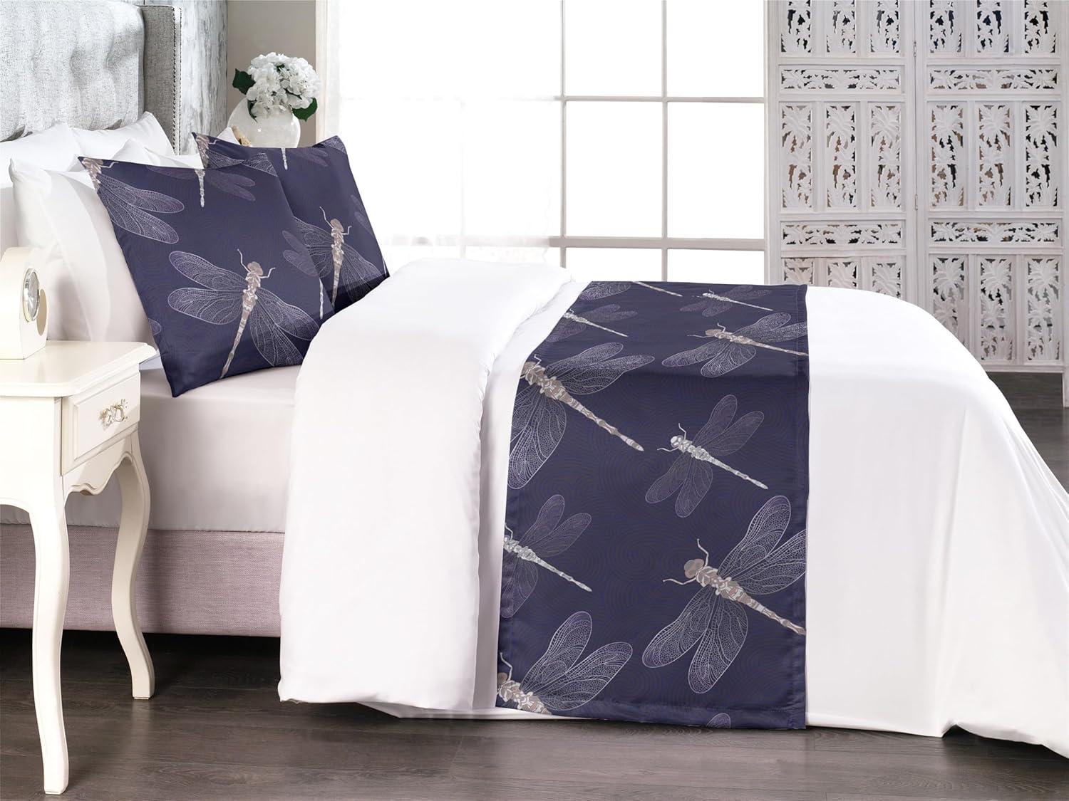 imageAmbesonne Christmas Floral Bed Runner Set Simple Design Botany Pattern Winter Rabbits Snowflakes Circles Decorative Bedding Scarf and a Pillow Sham for Hotels Homes Twin Dark Sea Green WhiteQuartz Grey Pink Ivory