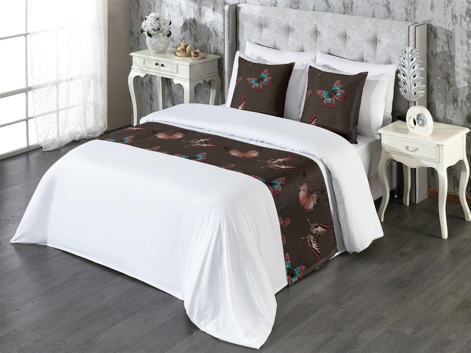 imageAmbesonne Christmas Floral Bed Runner Set Simple Design Botany Pattern Winter Rabbits Snowflakes Circles Decorative Bedding Scarf and a Pillow Sham for Hotels Homes Twin Dark Sea Green WhiteCocoa Blush Coral