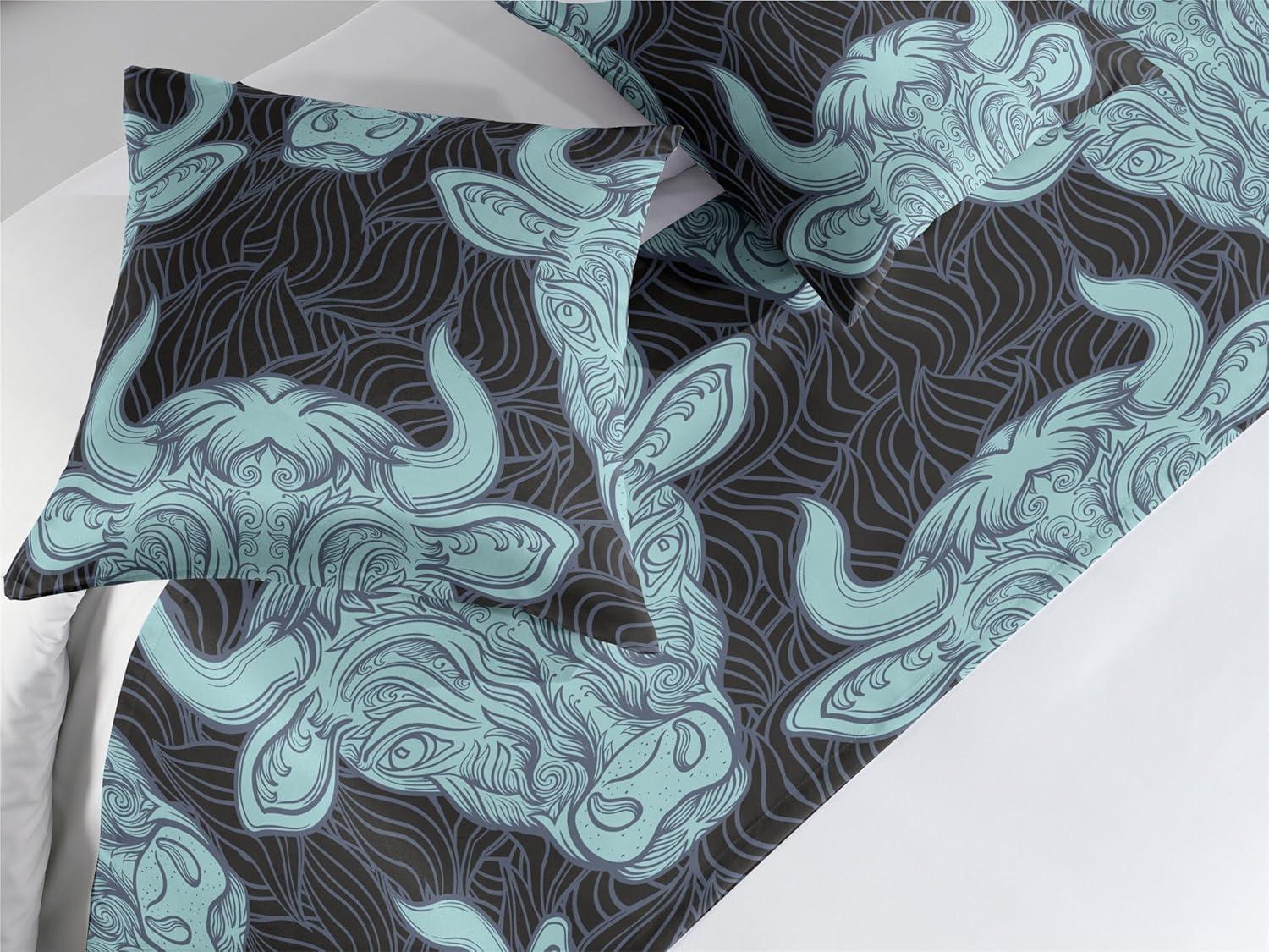 imageAmbesonne Christmas Floral Bed Runner Set Simple Design Botany Pattern Winter Rabbits Snowflakes Circles Decorative Bedding Scarf and a Pillow Sham for Hotels Homes Twin Dark Sea Green WhitePale Seafoam Dark Indigo