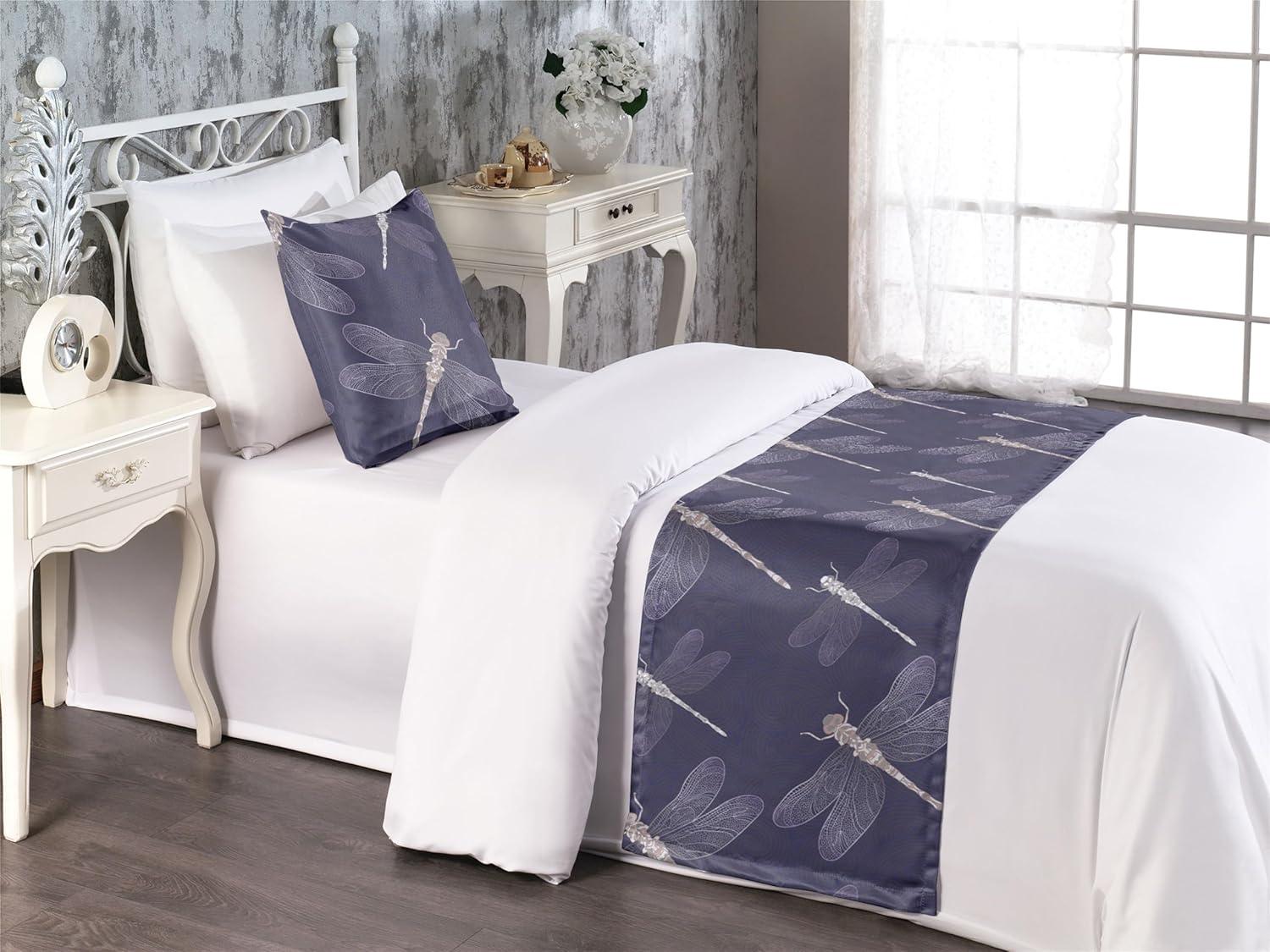 imageAmbesonne Christmas Floral Bed Runner Set Simple Design Botany Pattern Winter Rabbits Snowflakes Circles Decorative Bedding Scarf and a Pillow Sham for Hotels Homes Twin Dark Sea Green WhiteQuartz Grey Pink Ivory