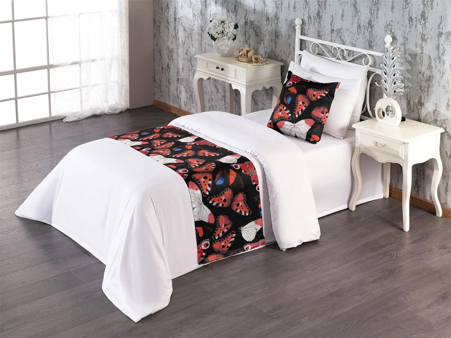 imageAmbesonne Christmas Floral Bed Runner Set Simple Design Botany Pattern Winter Rabbits Snowflakes Circles Decorative Bedding Scarf and a Pillow Sham for Hotels Homes Twin Dark Sea Green WhiteCoral Black Multicolor