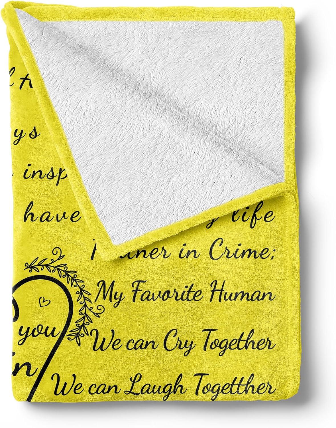 imageAmbesonne Cousin Gift Blanket Custom Gift Idea for Women amp Men Christmas Birthday Present Male Female Flannel Fleece Bed amp Throw Cover Filled with Appreciation Love Words 50 x 70 BlackYellow