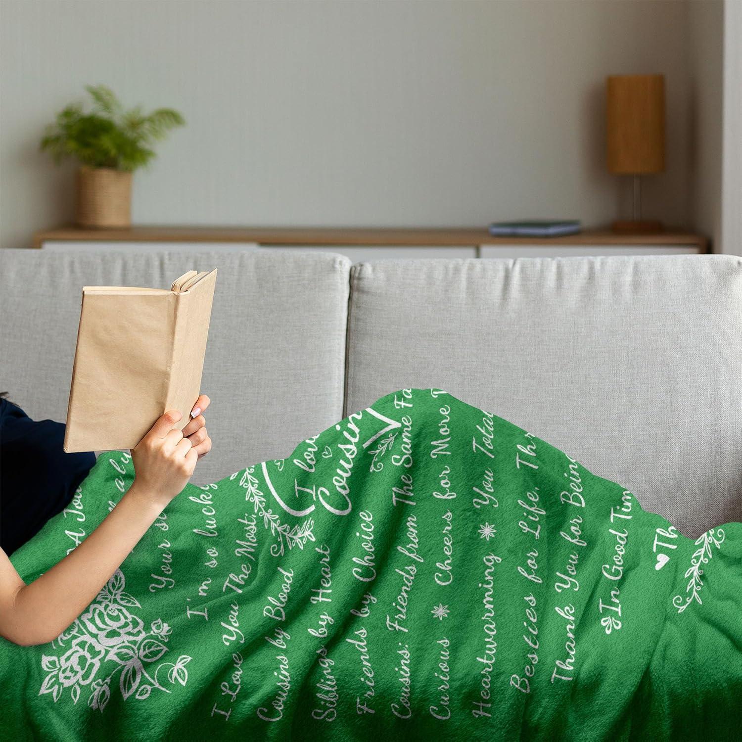 imageAmbesonne Cousin Gift Blanket Custom Gift Idea for Women amp Men Christmas Birthday Present Male Female Flannel Fleece Bed amp Throw Cover Filled with Appreciation Love Words 50 x 70 BlackGreen