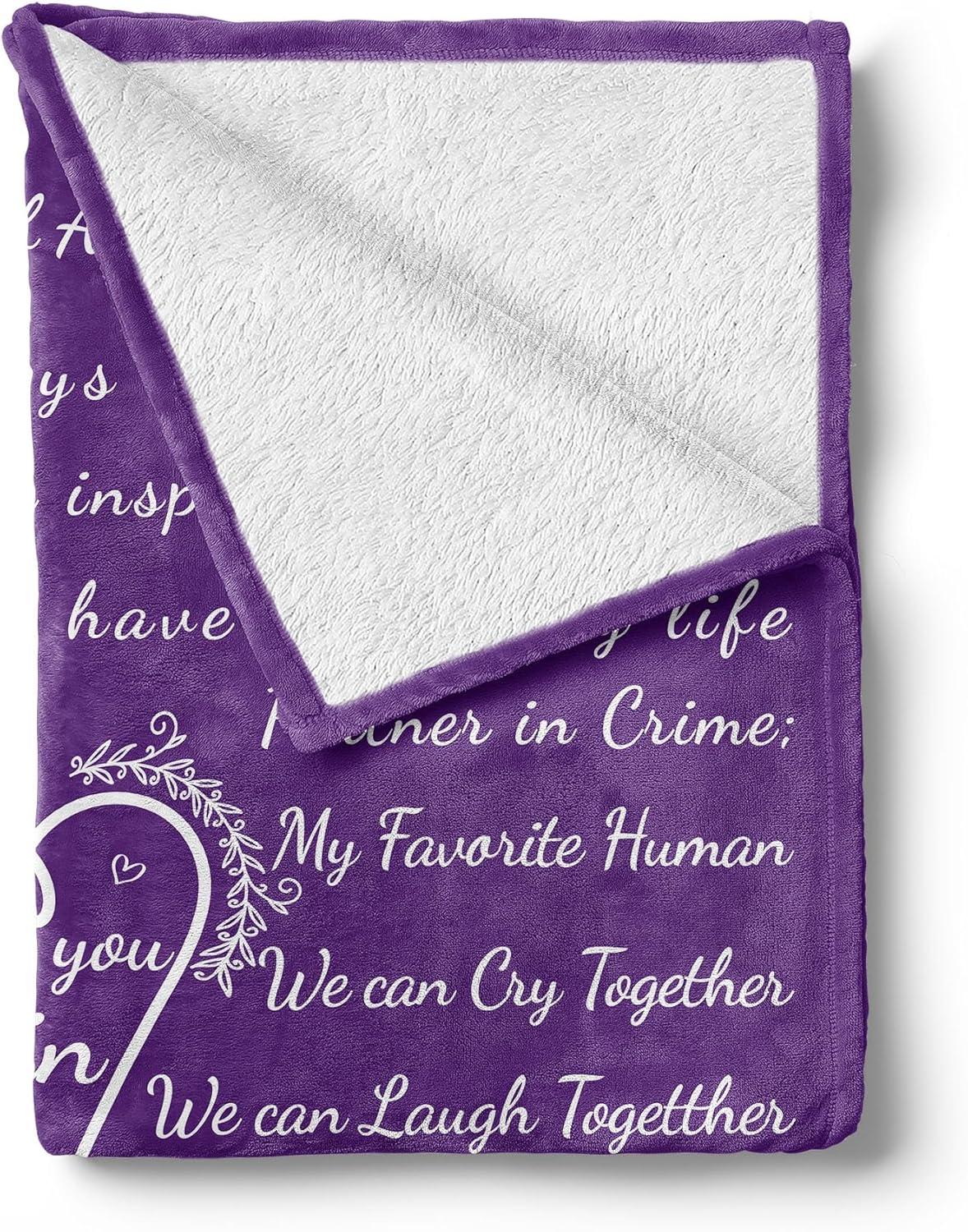 imageAmbesonne Cousin Gift Blanket Custom Gift Idea for Women amp Men Christmas Birthday Present Male Female Flannel Fleece Bed amp Throw Cover Filled with Appreciation Love Words 50 x 70 BlackPurple